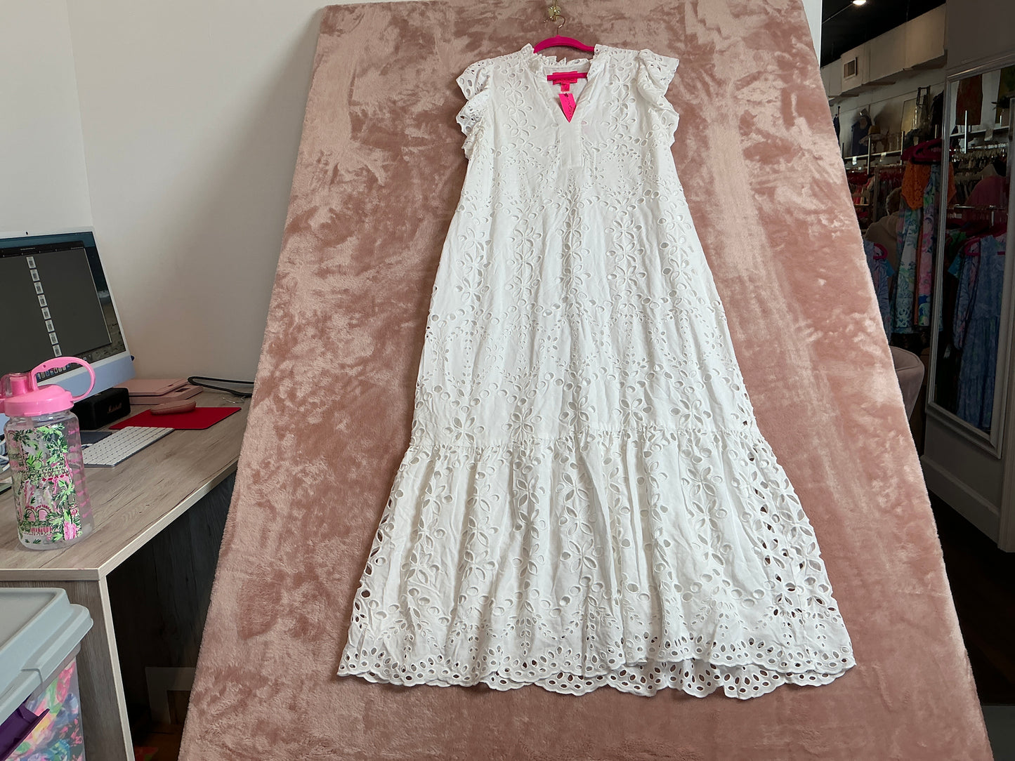 Lilly Pulitzer NWT Klaudie Ruffle Sleeve Eyelet Midi Dress