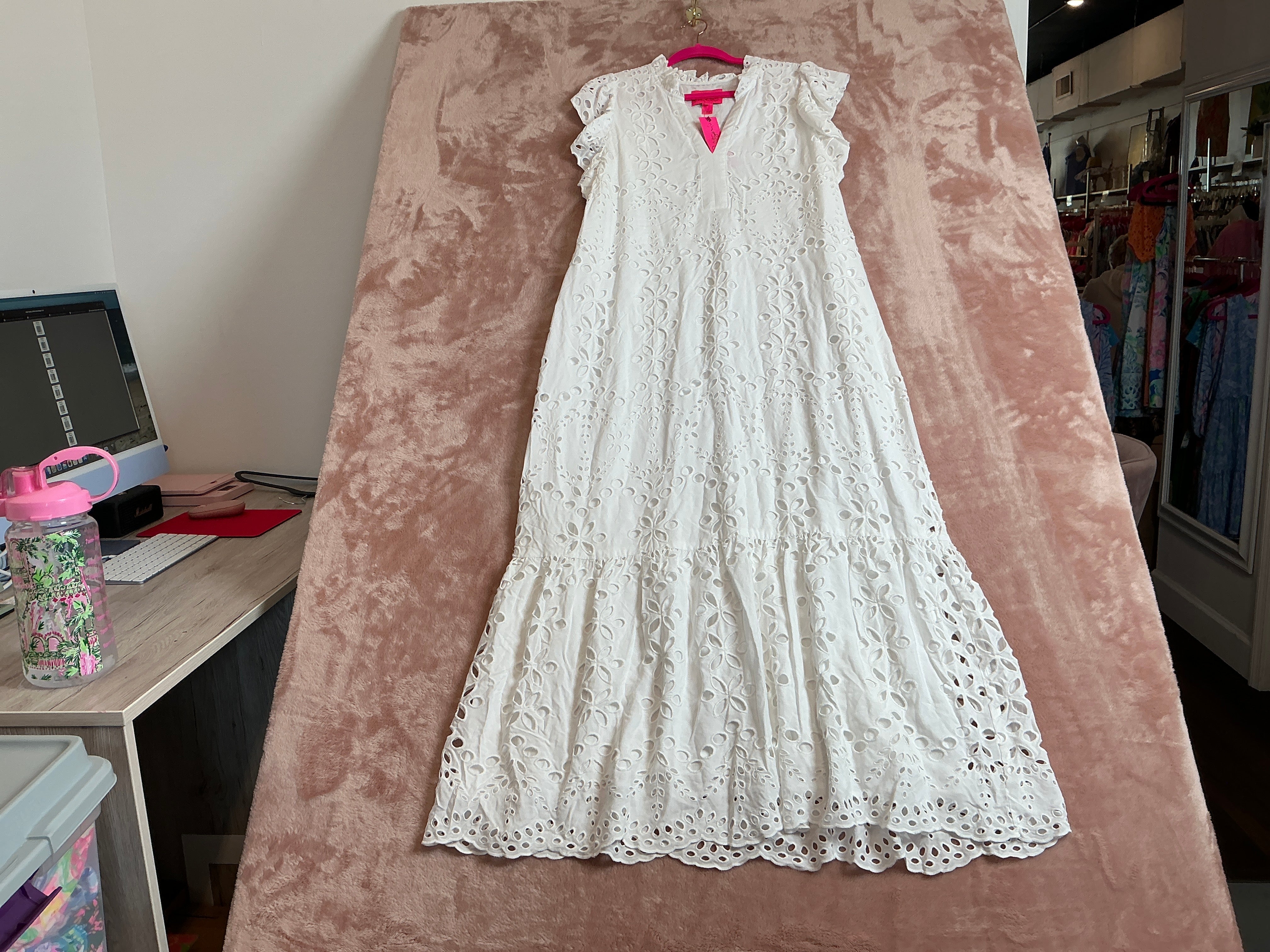 Lilly Pulitzer NWT Klaudie Ruffle Sleeve Eyelet Midi Dress