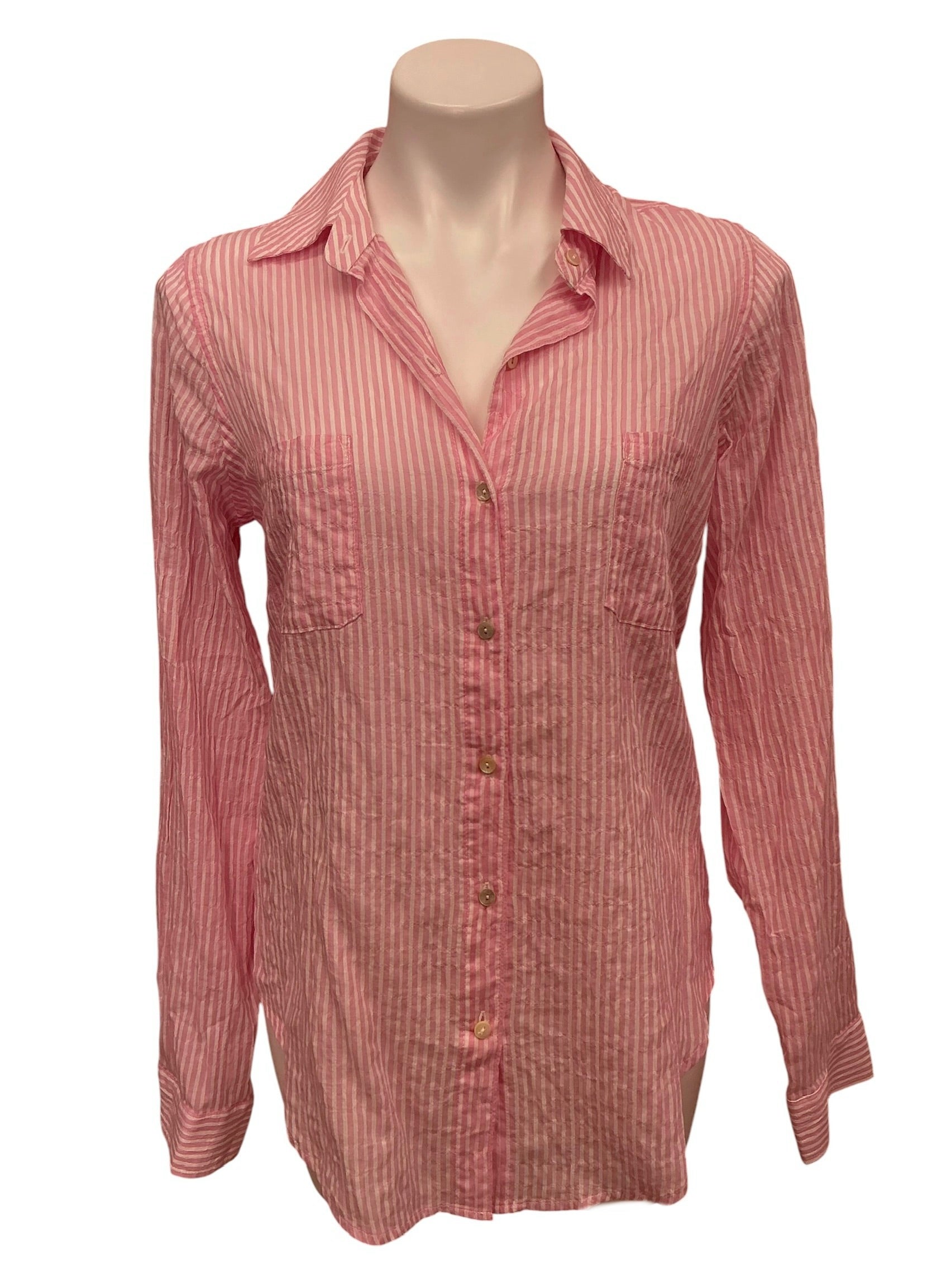 Lilly Pulitzer NWT Sea View Button Down Top Conch Shell Pink Lightweight Oxford Stripe - Size S