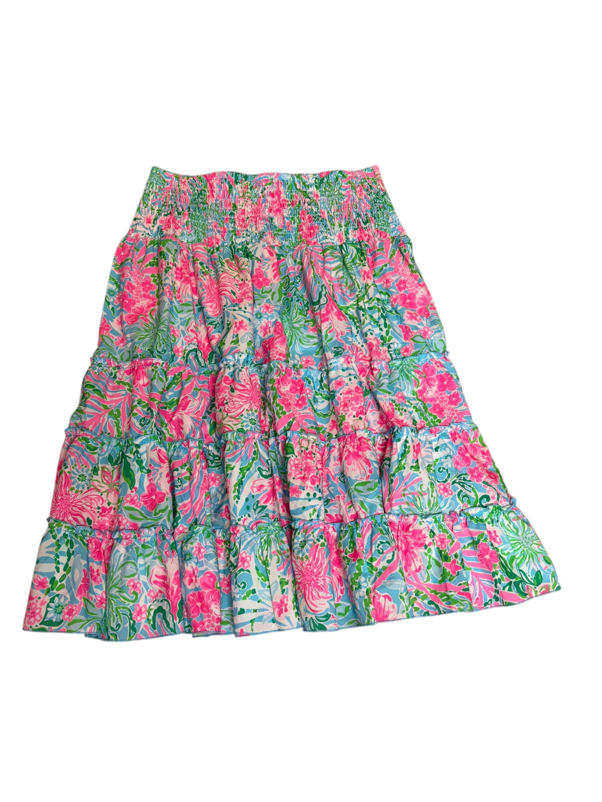 Lilly Pulitzer Midi Skirt Amalfi Blue Leaf It Wild - Size XL
