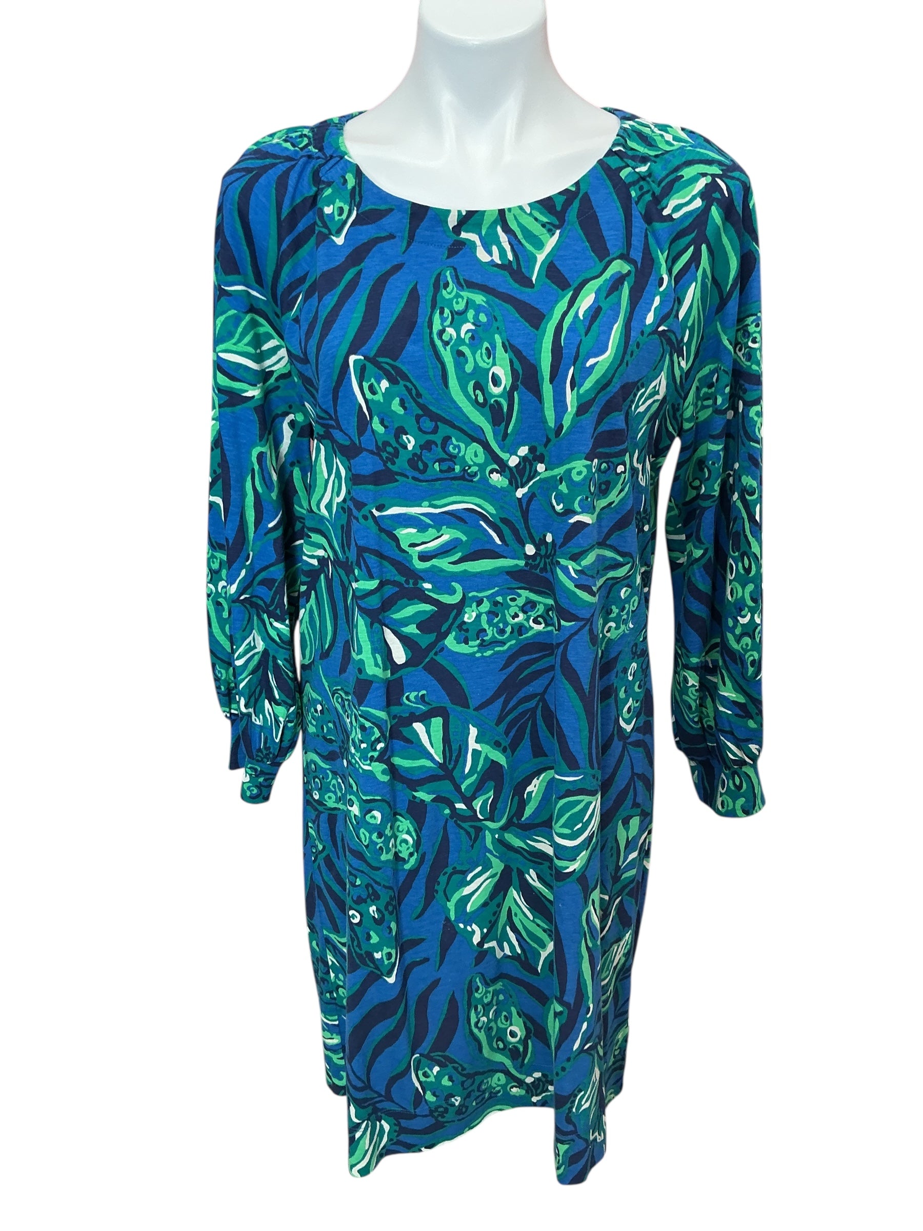 Lilly Pulitzer Elianna 3/4 Sleeve T-Shirt Dress Indigo Breeze Shady Gators - Size L
