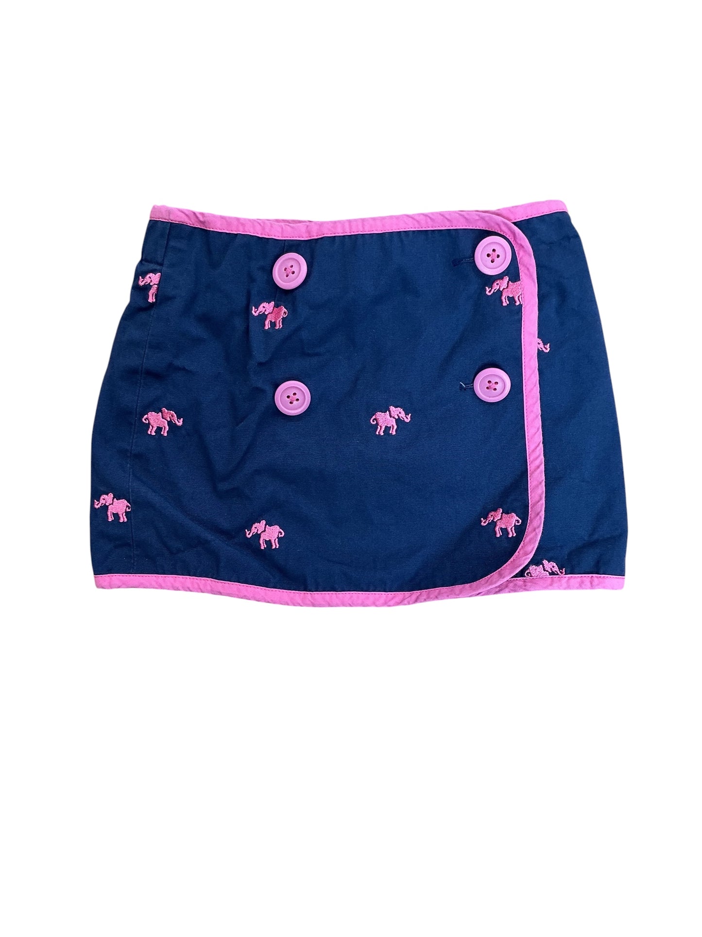 Lilly Pulitzer Kids Girls Haddie Embroidered Reversible Skirt Aegean Navy Elefrance - Size 2T