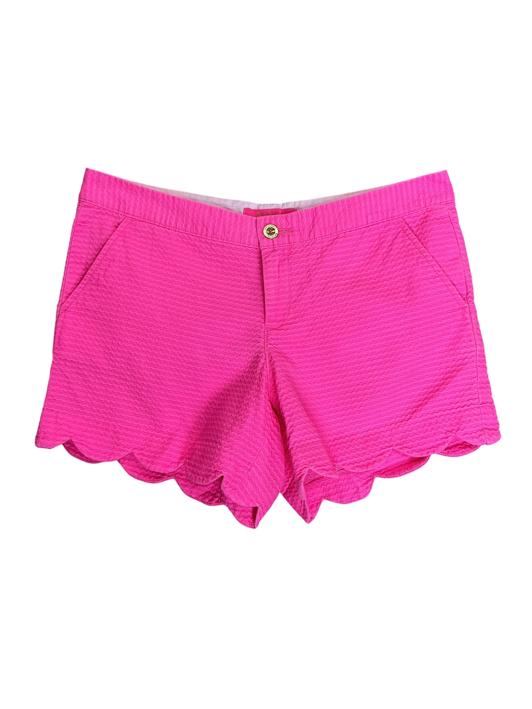 Lilly Pulitzer Buttercup Scalloped Shorts Pink Fancy Seersucker - Size 6