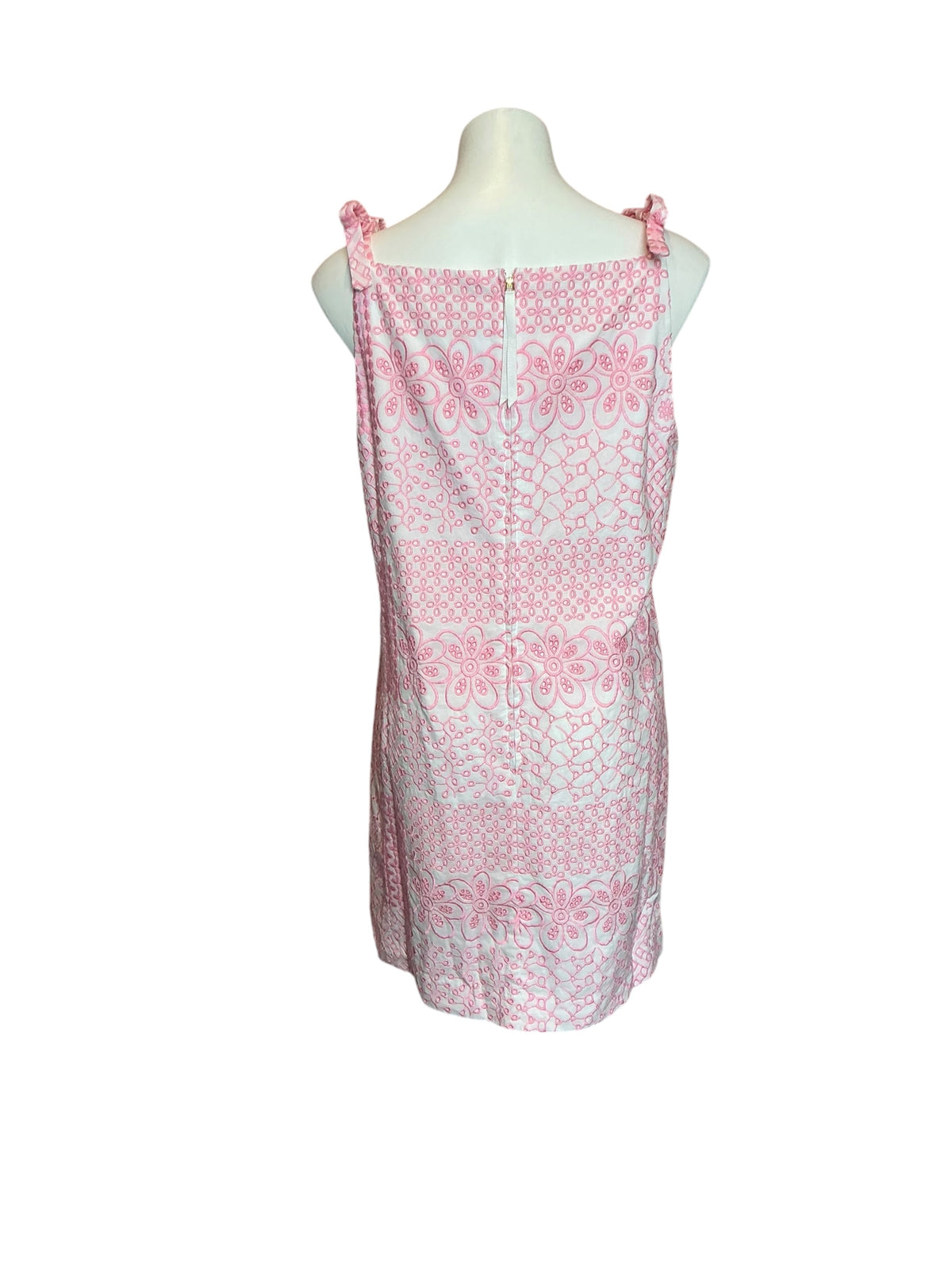 Lilly Pulitzer Gerad Shift Dress Conch Shell Pink Patchwork Eyelet - Size 10