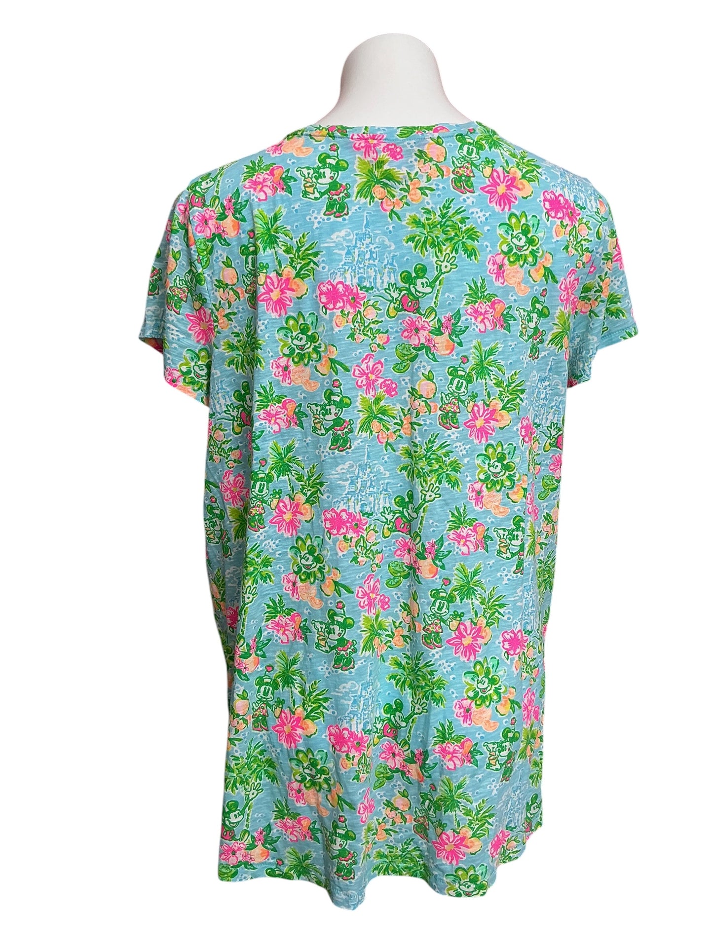 Lilly Pulitzer X Disney Etta V Neck Top Blue Ibiza Lilly Loves Disney - Size XL