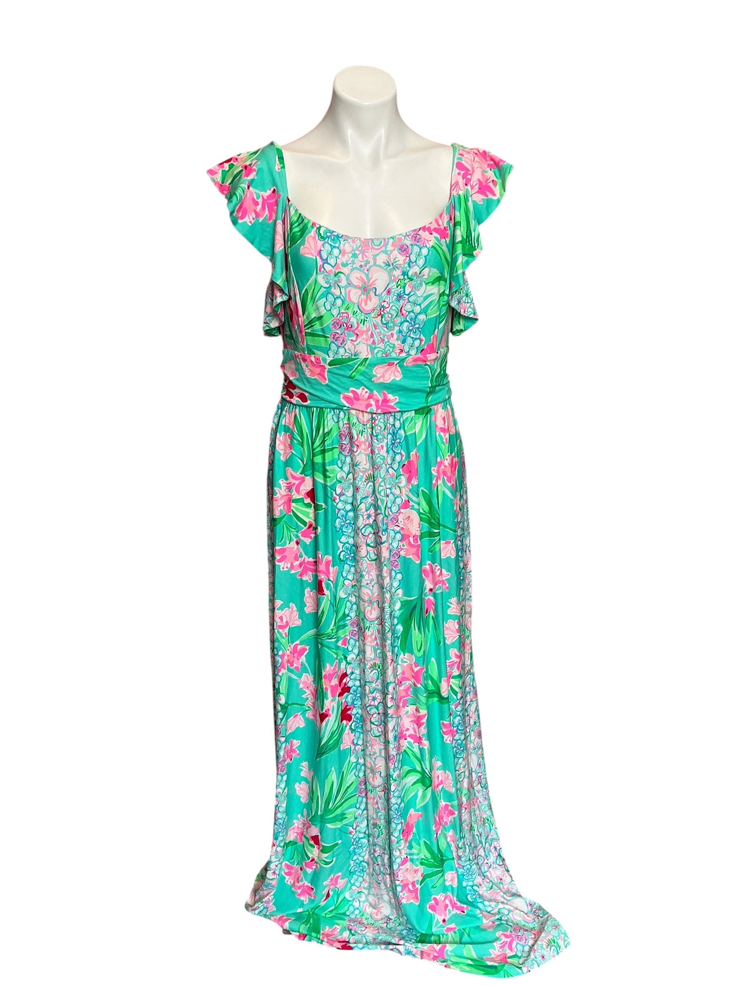 Lilly Pulitzer NWT Cristal Maxi Dress Aqua Al Fes Isn’t She Lovely Engineered Maxi - Size L