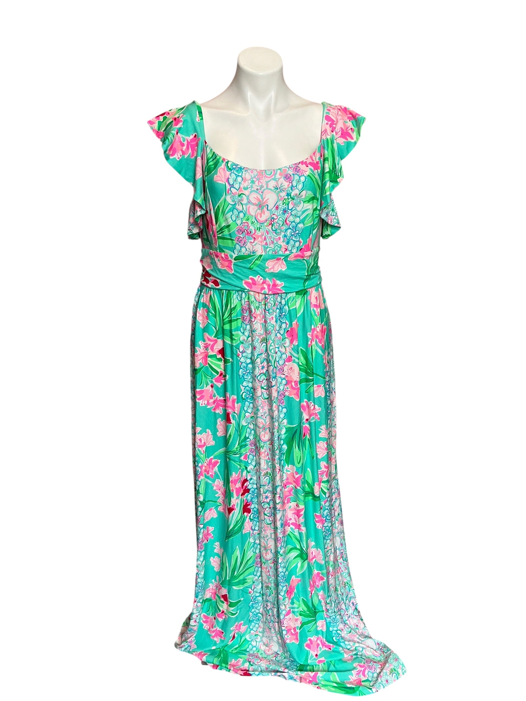 Lilly Pulitzer NWT Cristal Maxi Dress Aqua Al Fes Isn’t She Lovely Engineered Maxi - Size L