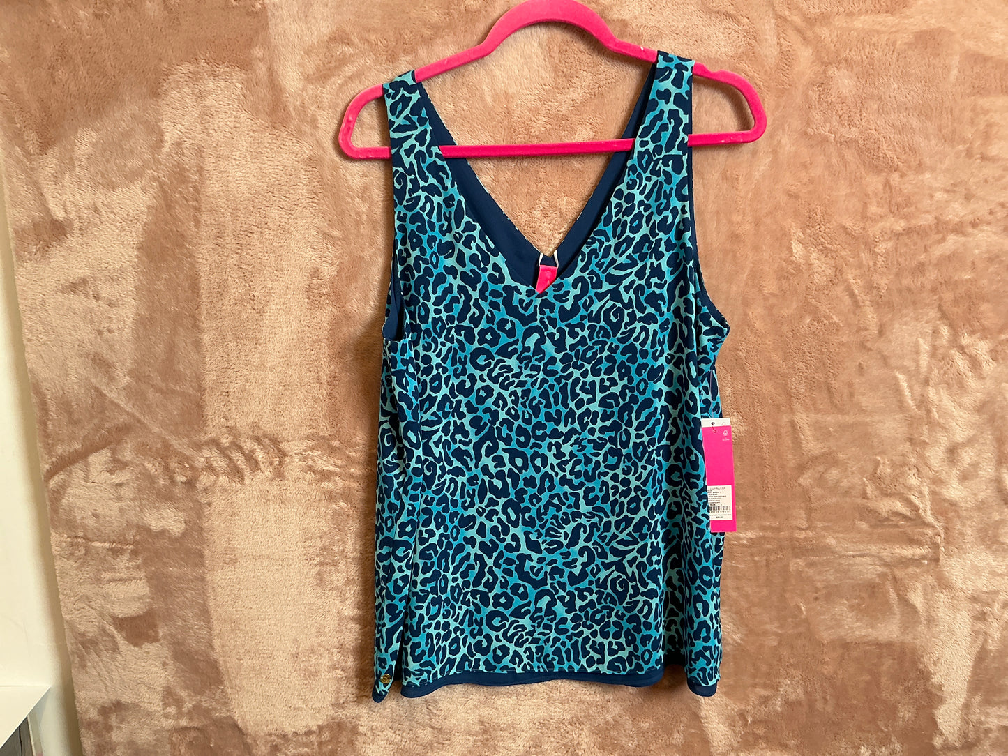Lilly Pulitzer Top NWT - Florin Sleeveless V-Neck - Oyster Bay Navy - My Favorite Spot - Size L
