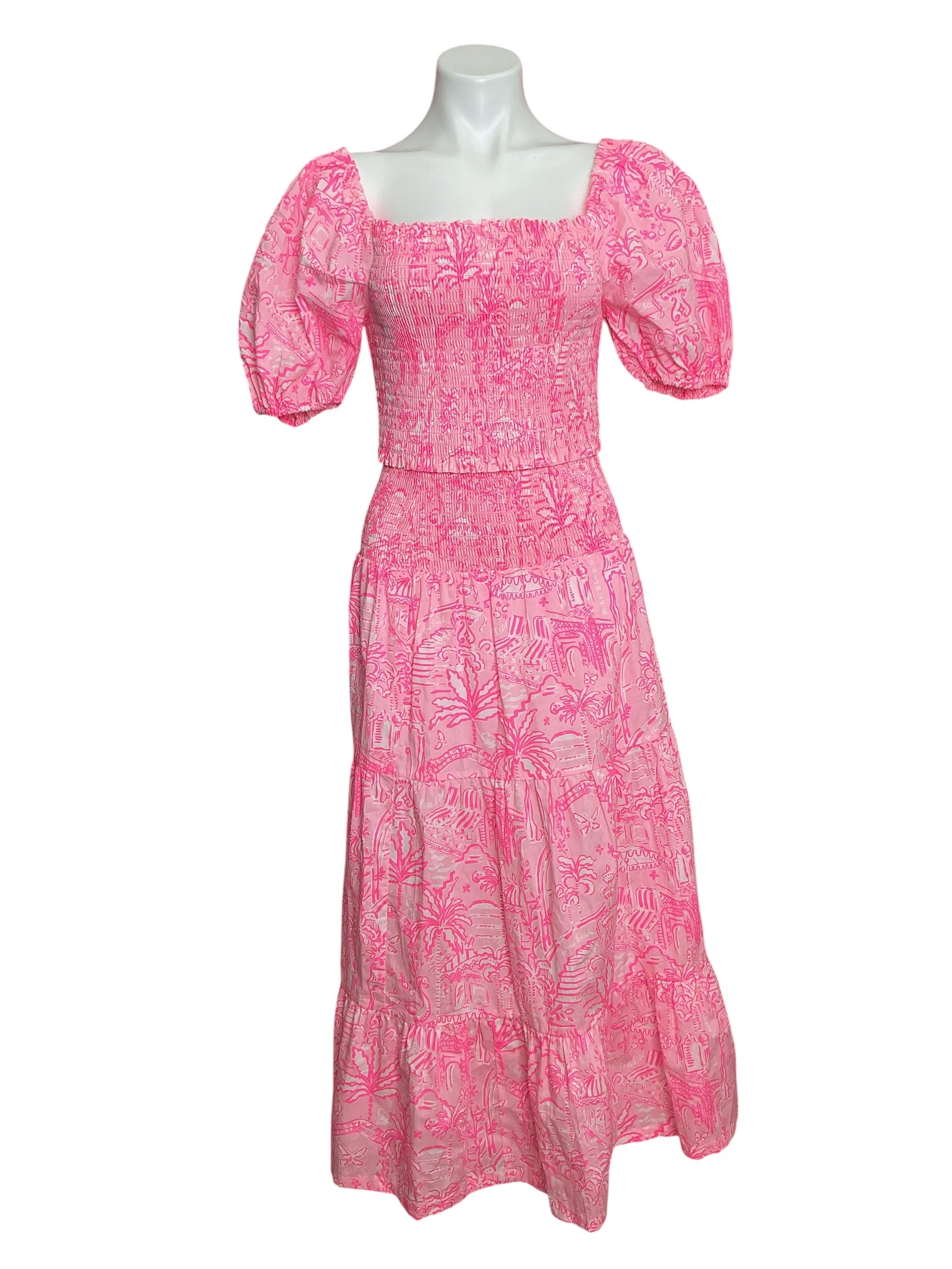 Lilly Pulitzer Aston Maxi 2PC Set Conch Shell Pink Pennys Playground - Size S