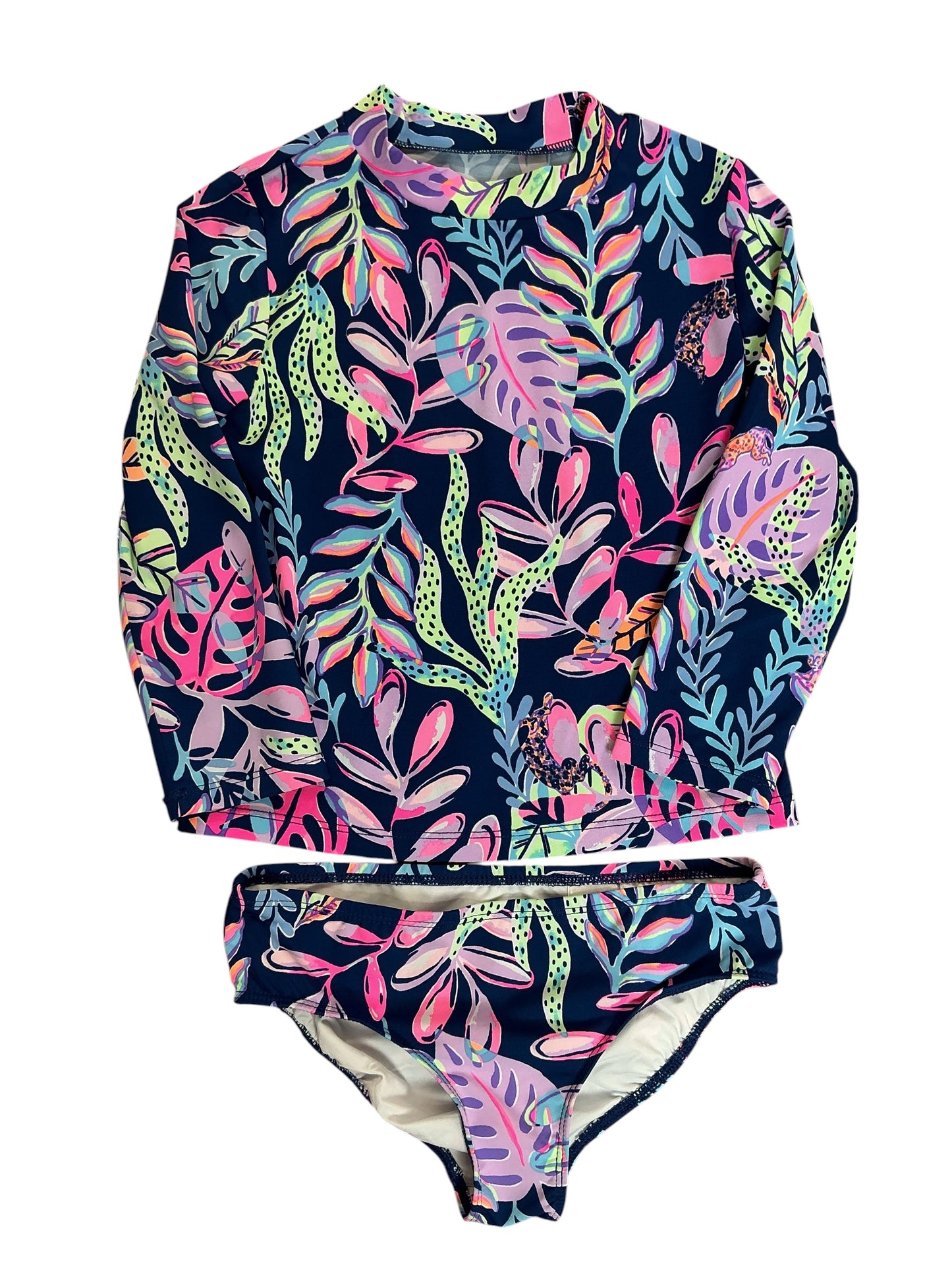 Lilly Pulitzer Kids Girls Bobby Rashguard 2PC Set Oyster Bay Navy You’ve Been Spotted - Size 7