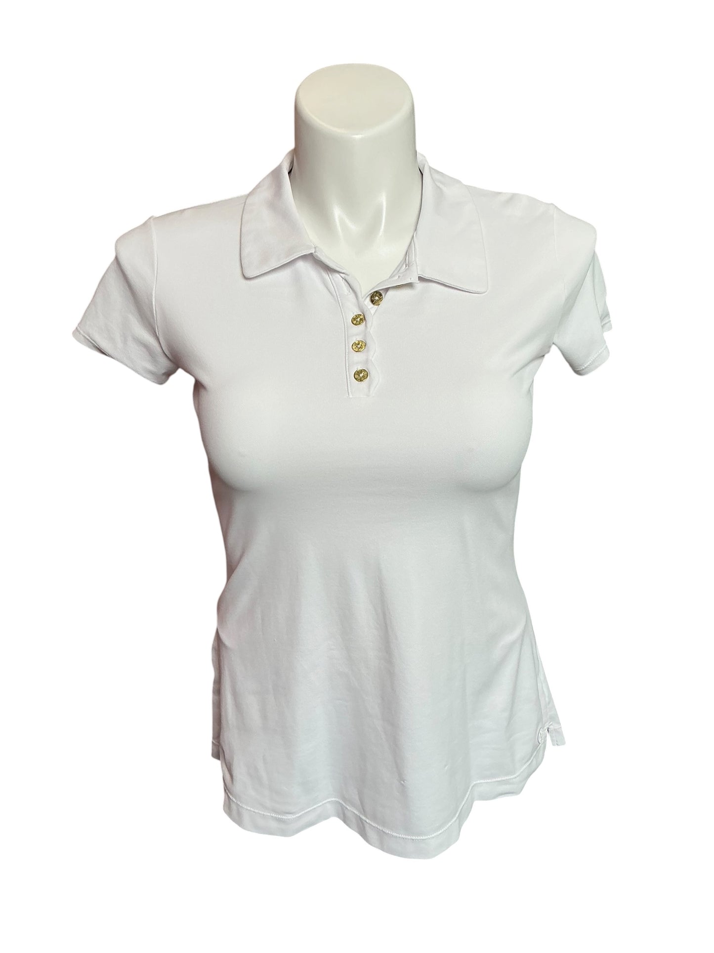 Lilly Pulitzer UPF 50+ Luxletic Frida Ruffle Polo Top Resort White - Size M