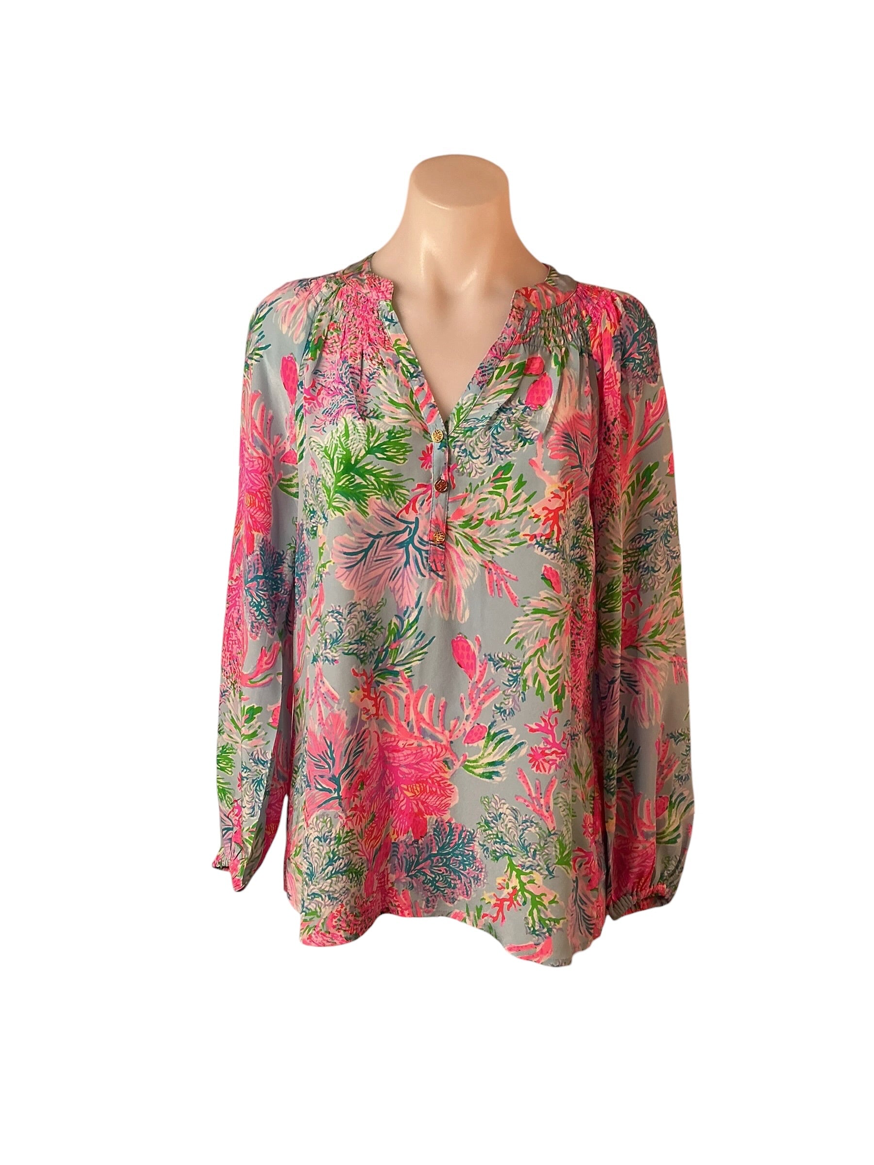 Lilly Pulitzer Elsa Silk Top Sink or Swim - Size XS