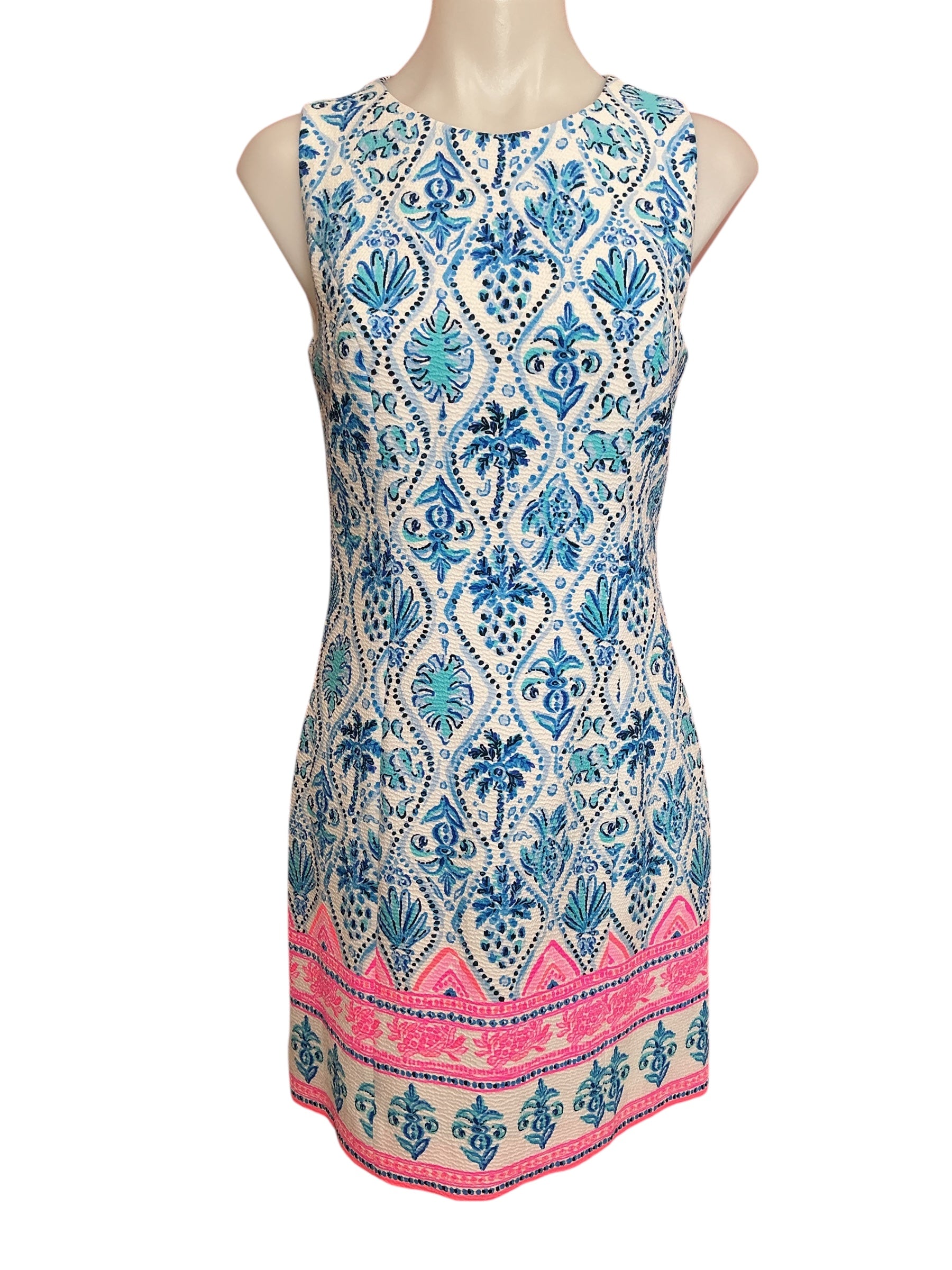 Lilly Pulitzer Mila Stretch Shift Dress Resort White Isle Of Tile Engineered - Size 0