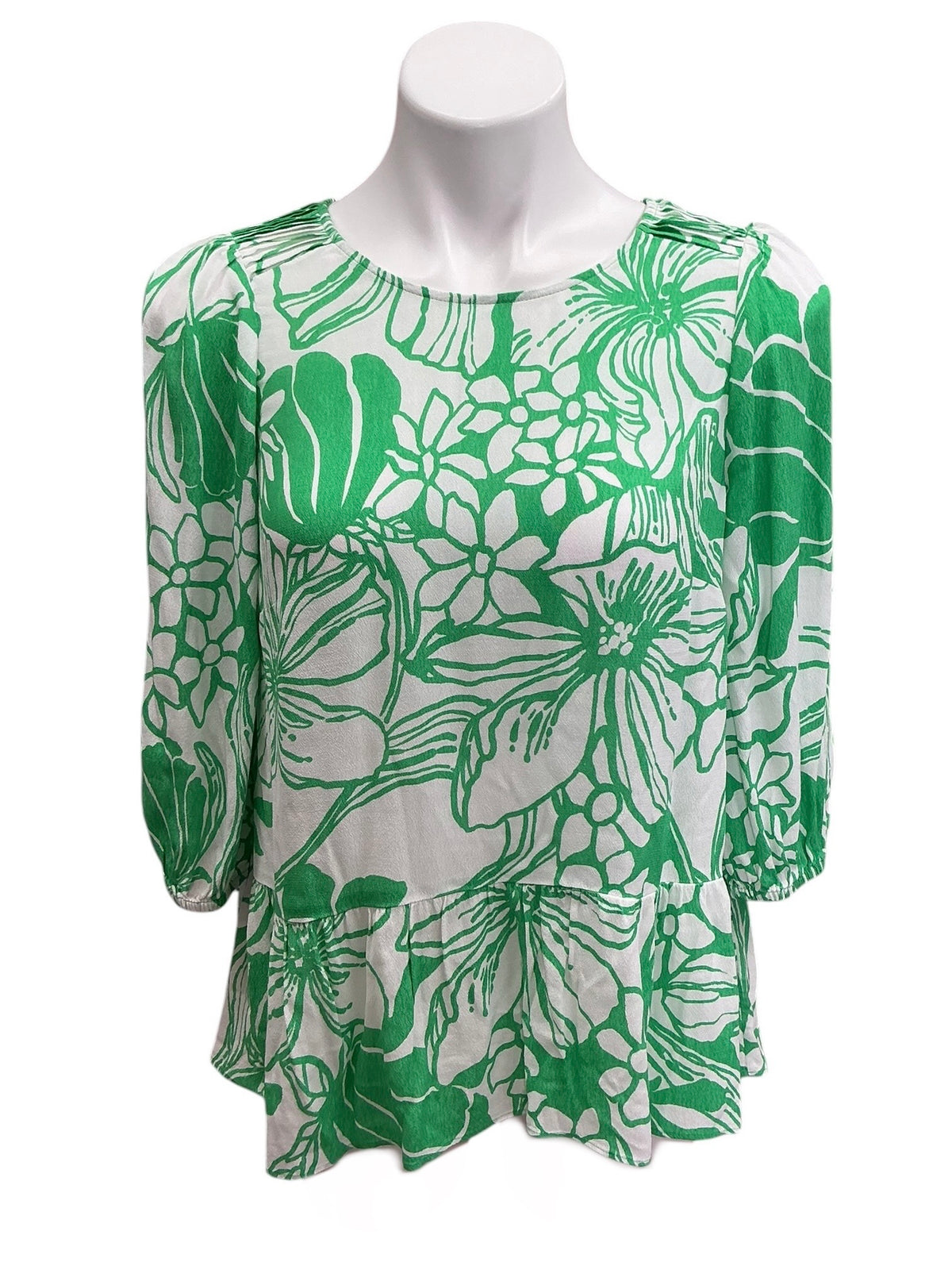 Lilly Pulitzer Aranea 3/4 Sleeve Top Spearmint Oversized Kiss My Tulips - Size S