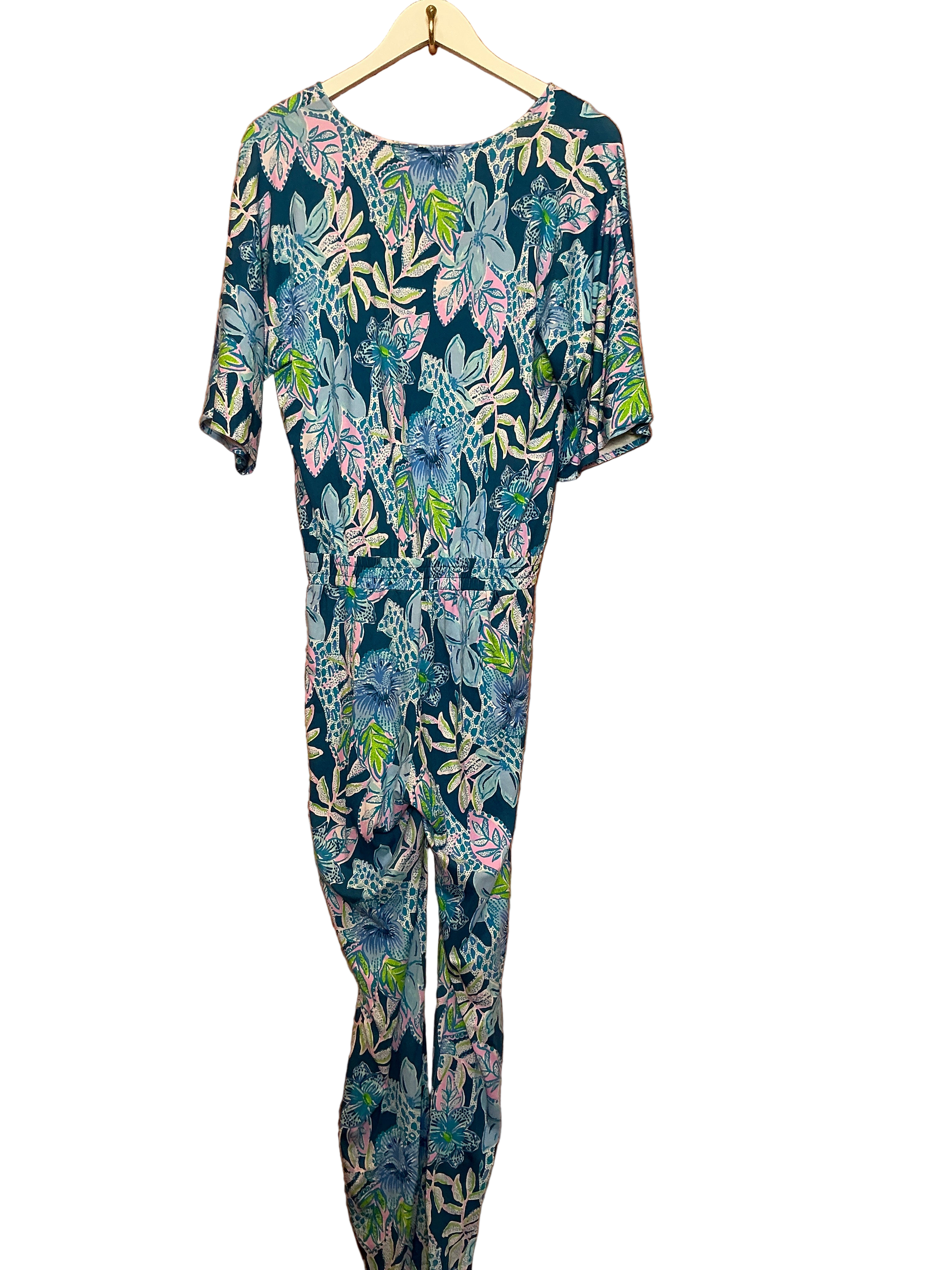 Lilly Pulitzer Merrick Jumpsuit Macaw Blue Tall Me About It- Size M