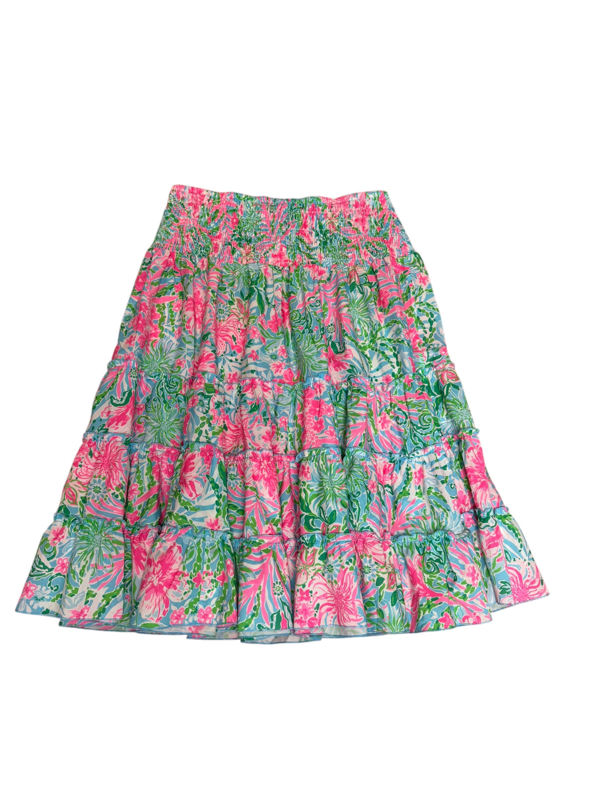 Lilly Pulitzer Midi Skirt Amalfi Blue Leaf It Wild - Size XL