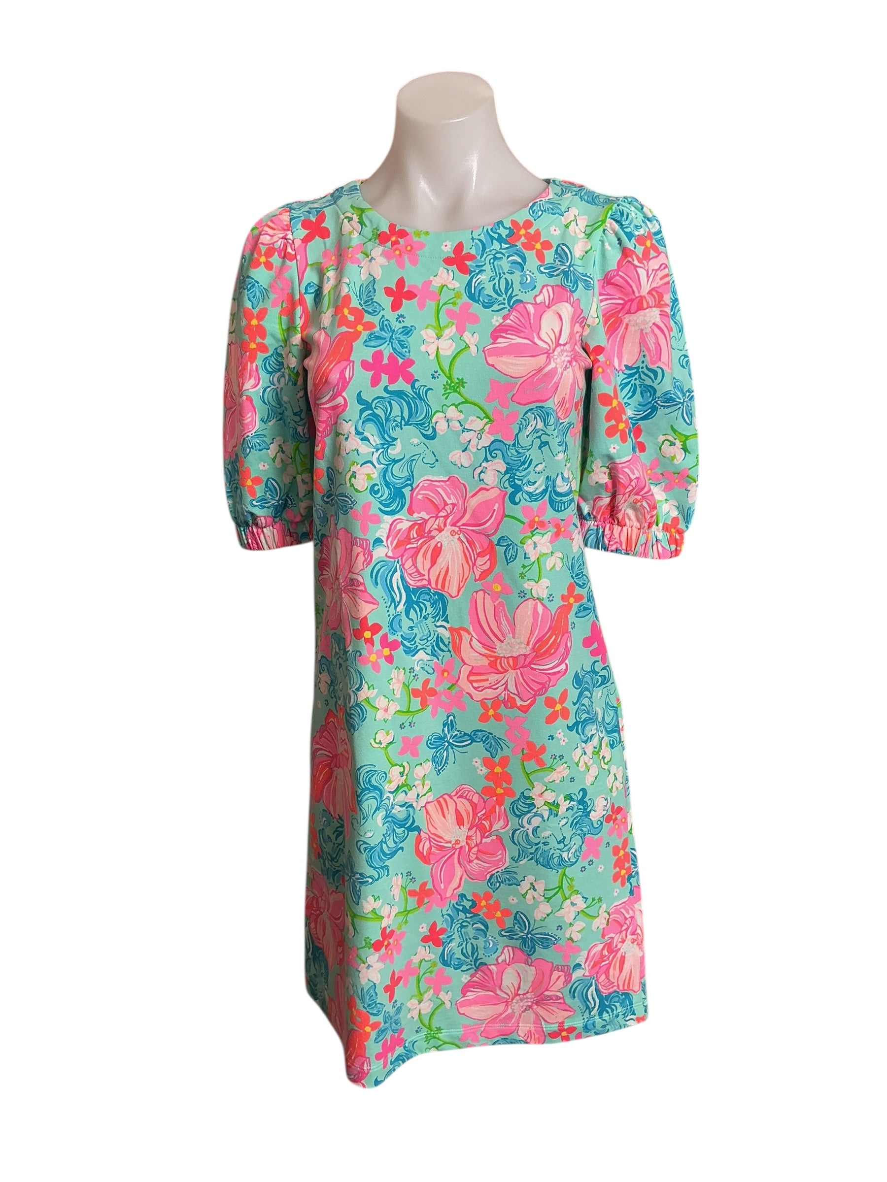 Lilly Pulitzer NWT Cayce Short Sleeve Dress - Surf Blue Luscious Lion - Size XS