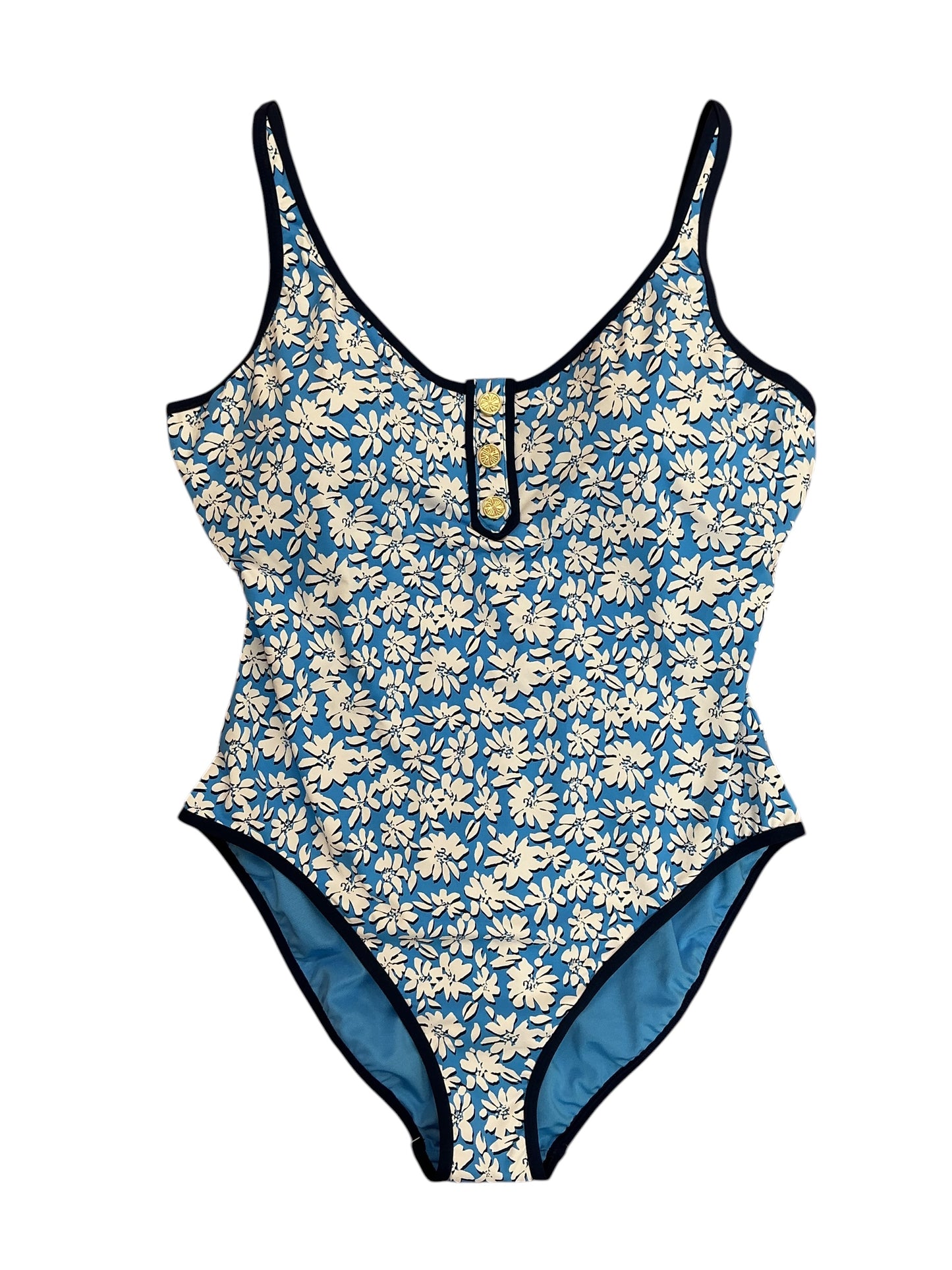 Lilly Pulitzer NWT Baela One-Piece Swimsuit Lunar Blue Palm Beach Petals - Size 14