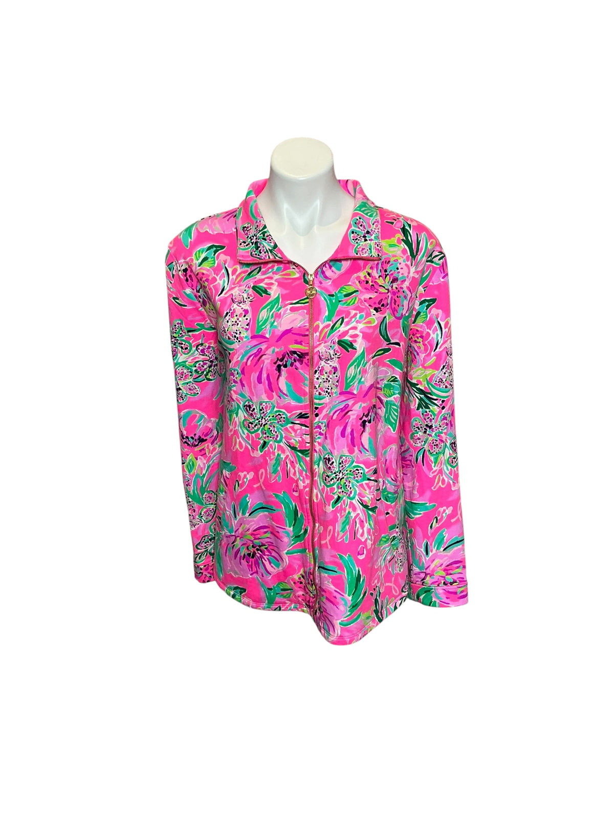 Lilly Pulitzer Leona UPF 50+ Full-Zip Jacket Cockatoo Pink Paws for a Cause - Size XXL