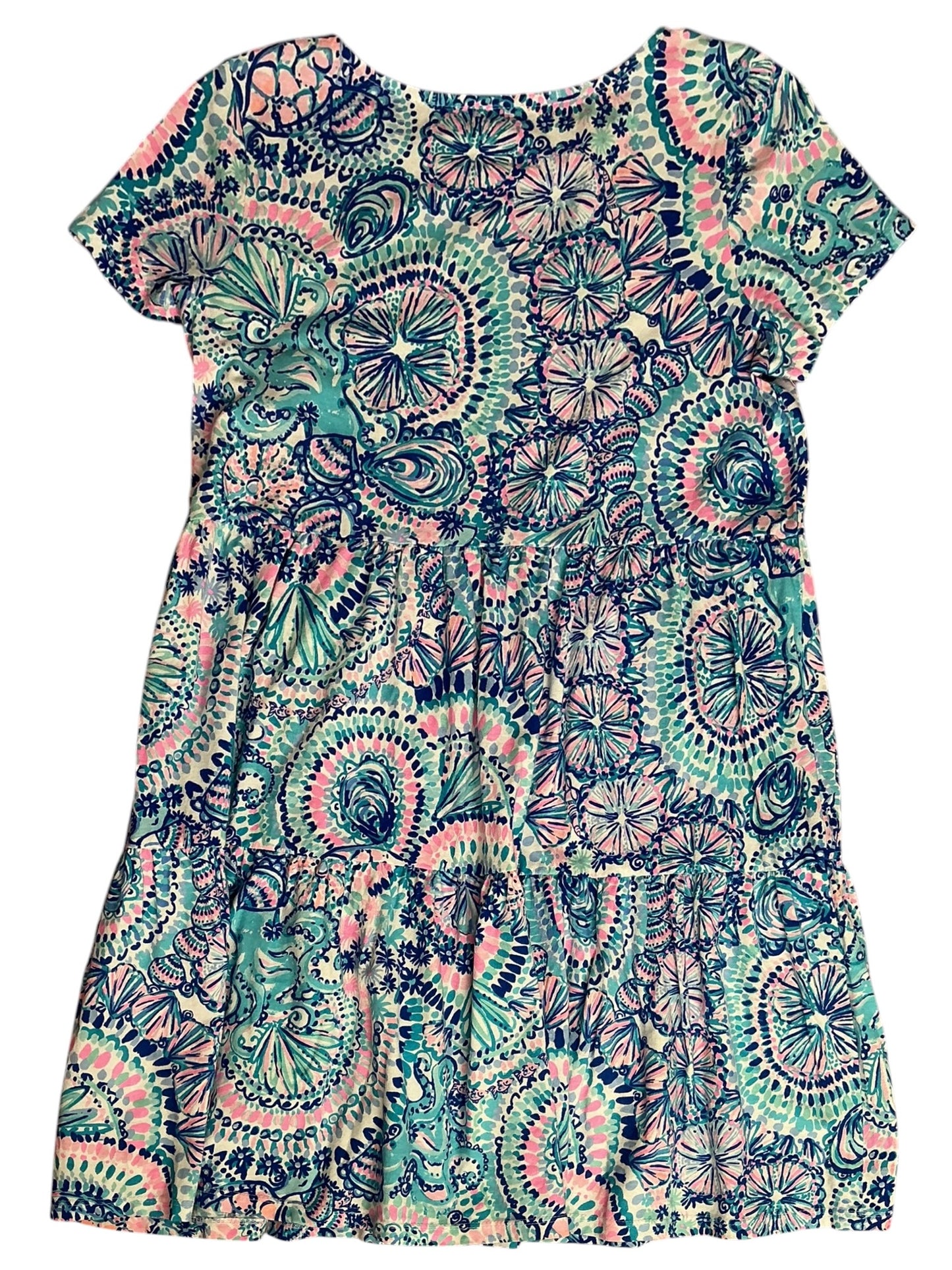 Lilly Pulitzer Girls Mini Geanna Swing Dress Blue Grotto Commotion in the Ocean - Size XL(12-14)