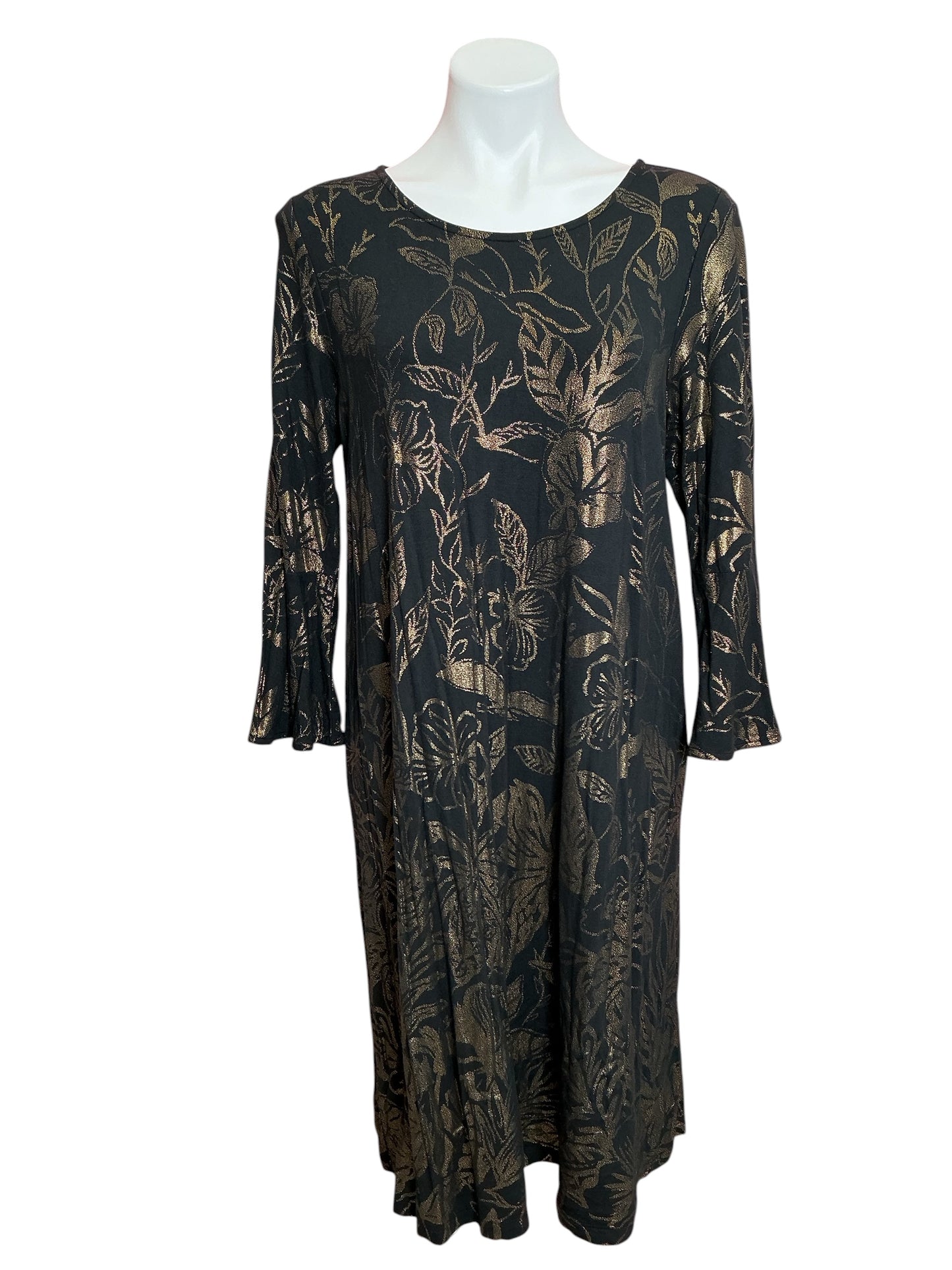 Lilly Pulitzer Ophelia Swing Dress Kiskadee Gold Metallic Engineered - Size L