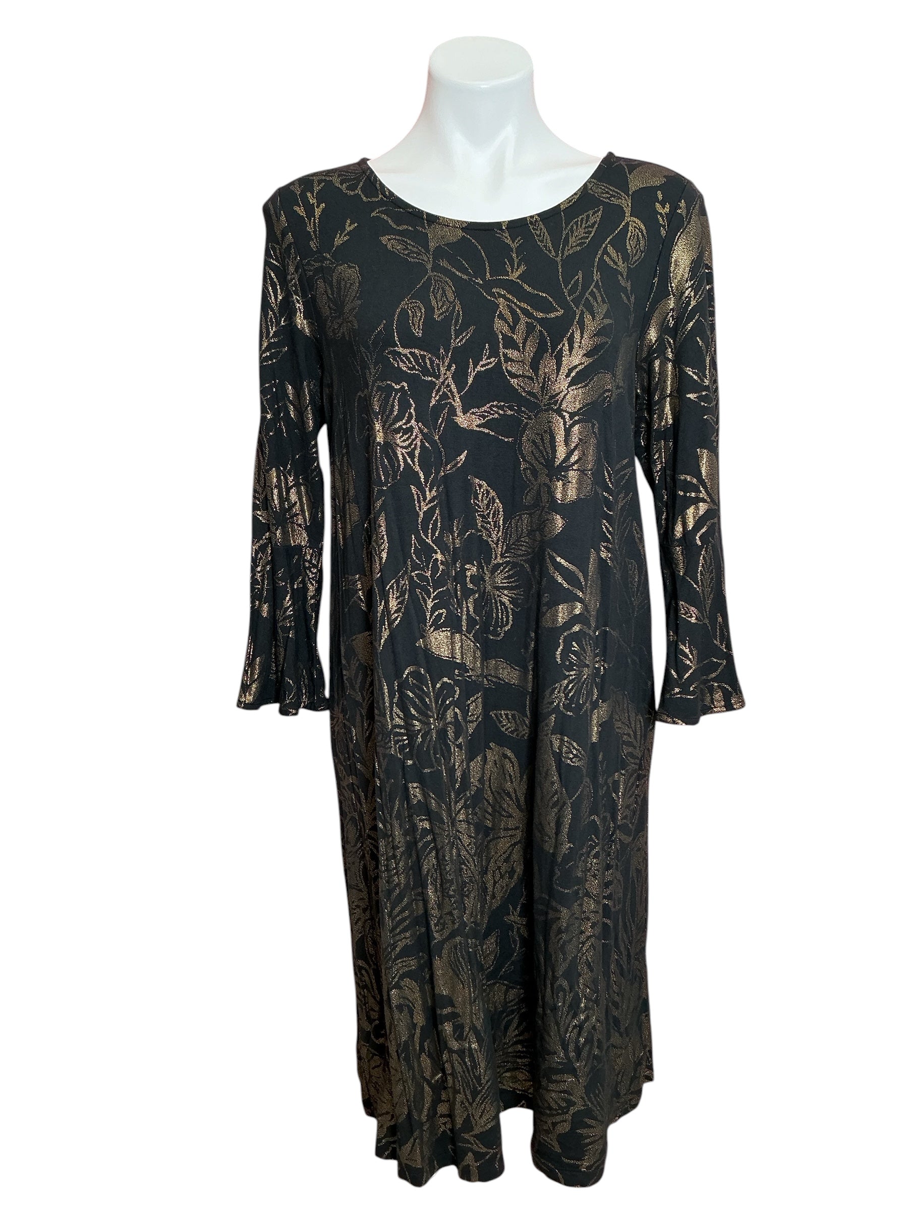 Lilly Pulitzer Ophelia Swing Dress Kiskadee Gold Metallic Engineered - Size L