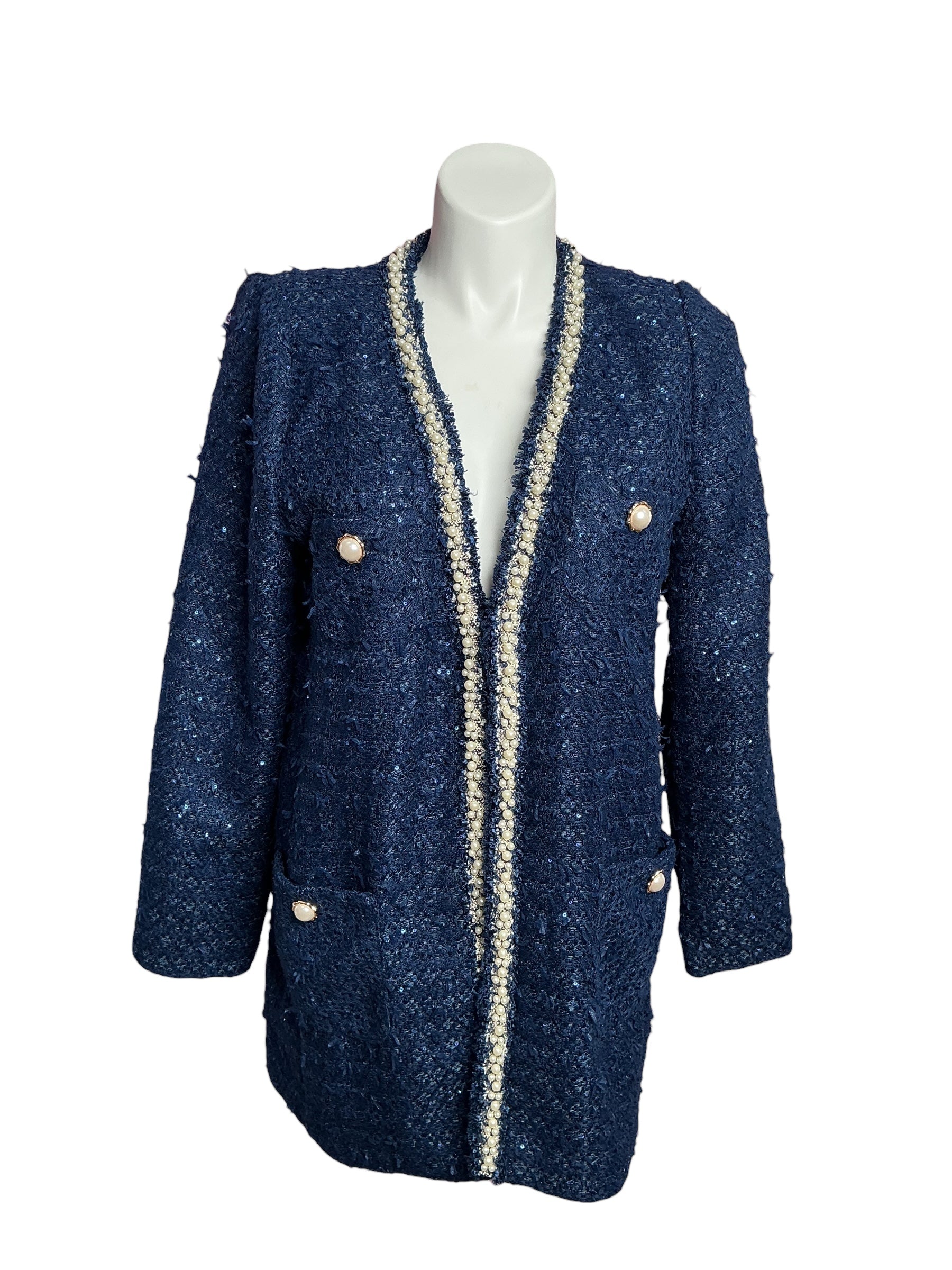 Lilly Pulitzer- NWT Neoma Boucle Jacket Low Tide Navy After Party Lurex Size 16