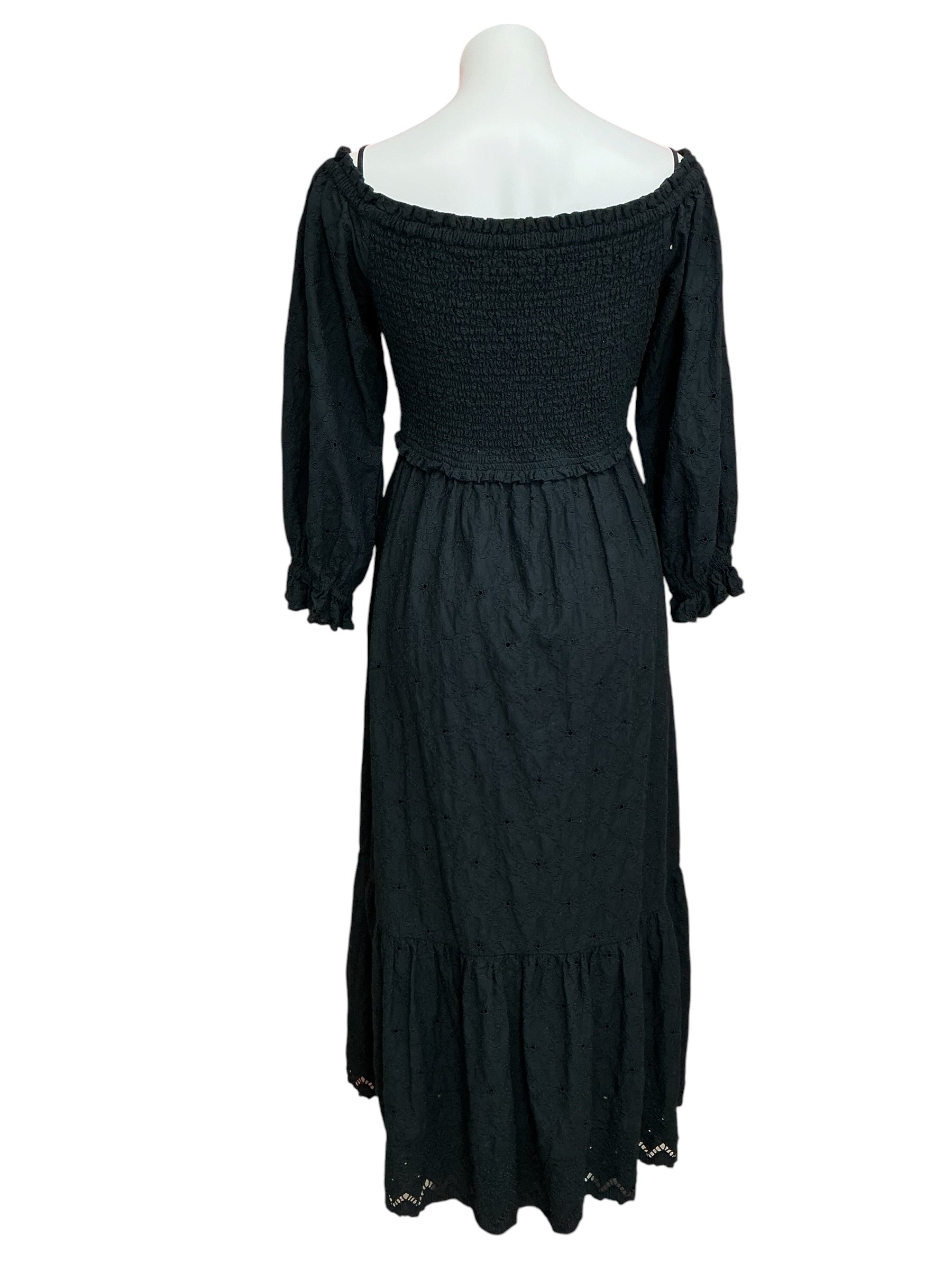 Lilly Pulitzer Arlynn Off The Shoulder Maxi Dress Onyx Boho Bash Eyelet - Size L