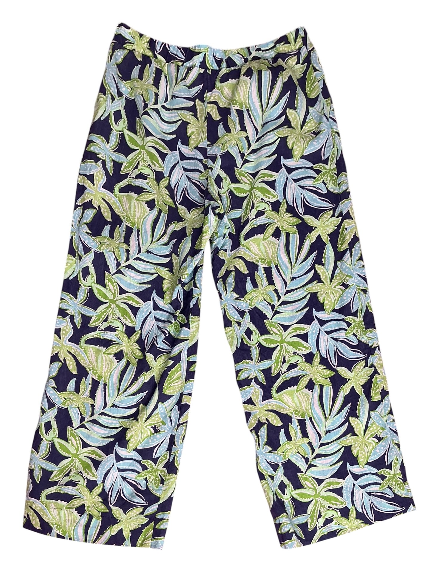 Lilly Pulitzer 31" Daylen Linen Palazzo Pants Sapphire Pool Tropical Tango - Size S