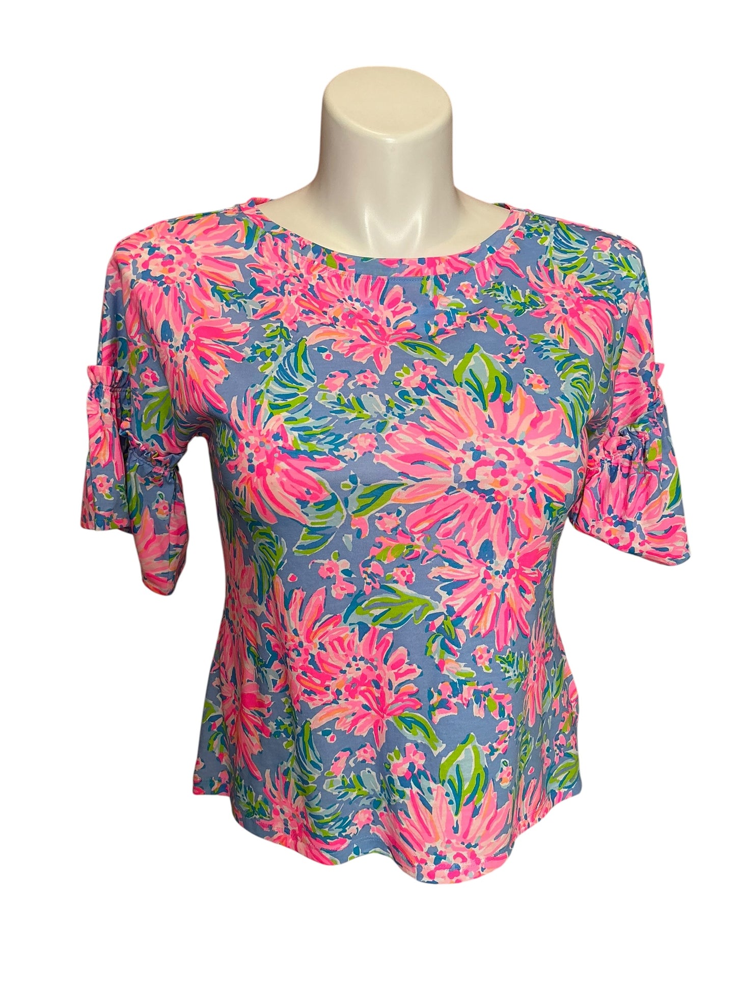 Lilly Pulitzer Ziva Top Blue Peri Sunrise Bay - Size S