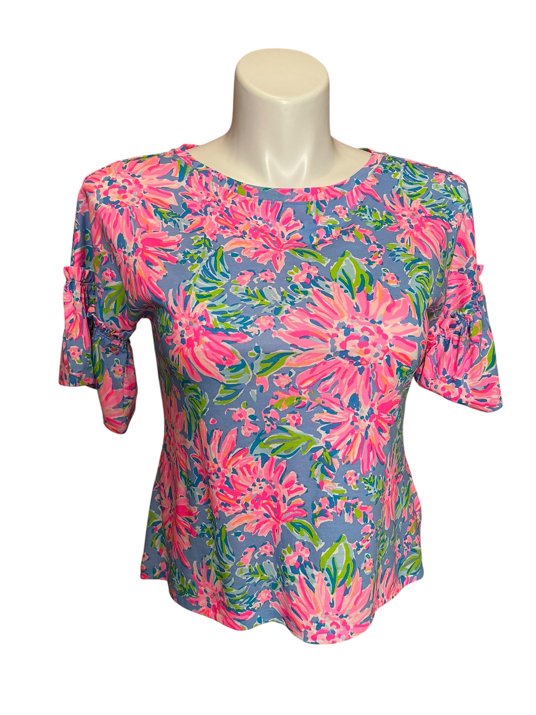 Lilly Pulitzer Ziva Top Blue Peri Sunrise Bay - Size S