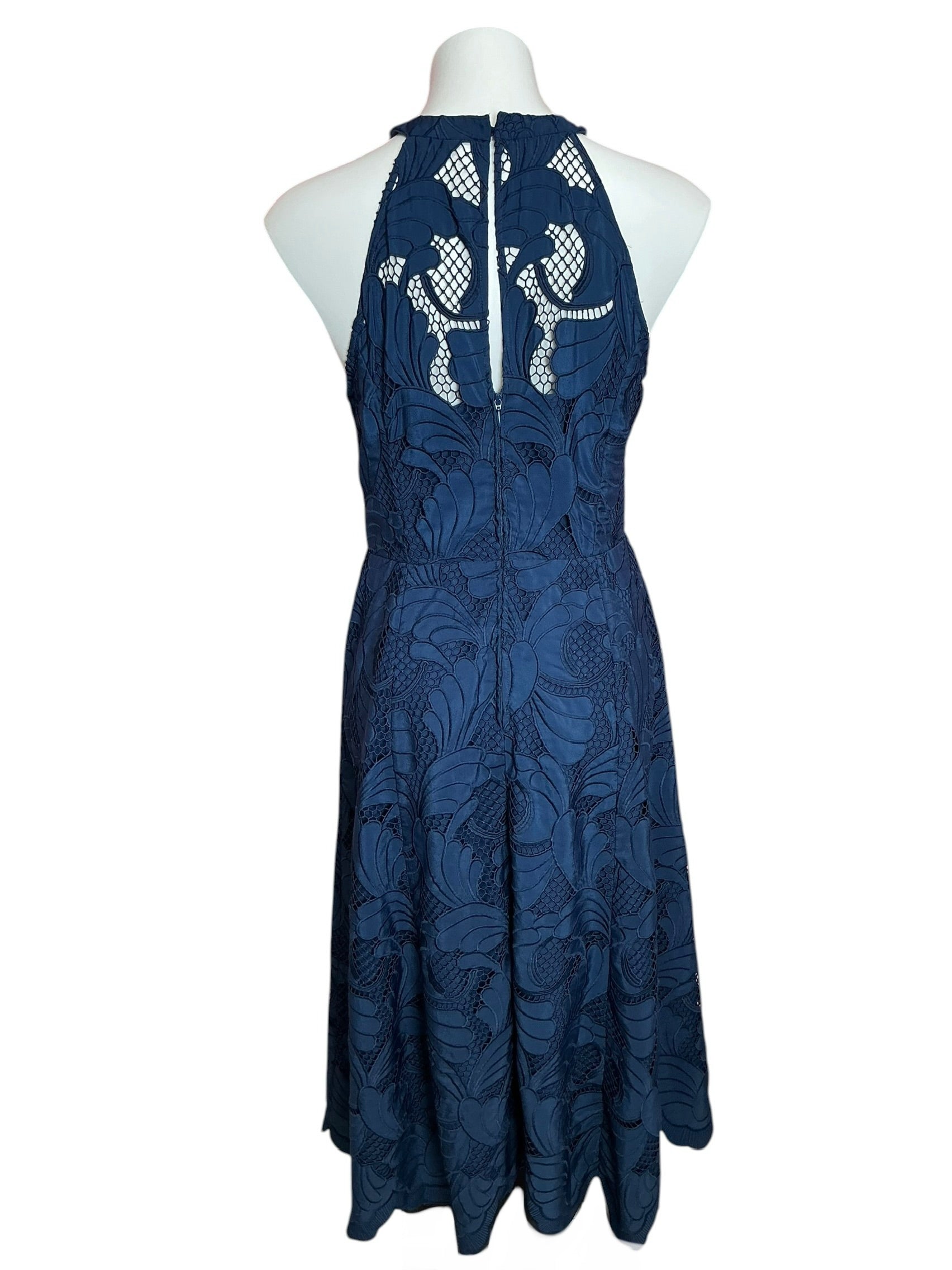 Lilly Pulitzer NWT Denise Lace Midi Dress Low Tide Navy Sway With Me Scalloped - Size 8