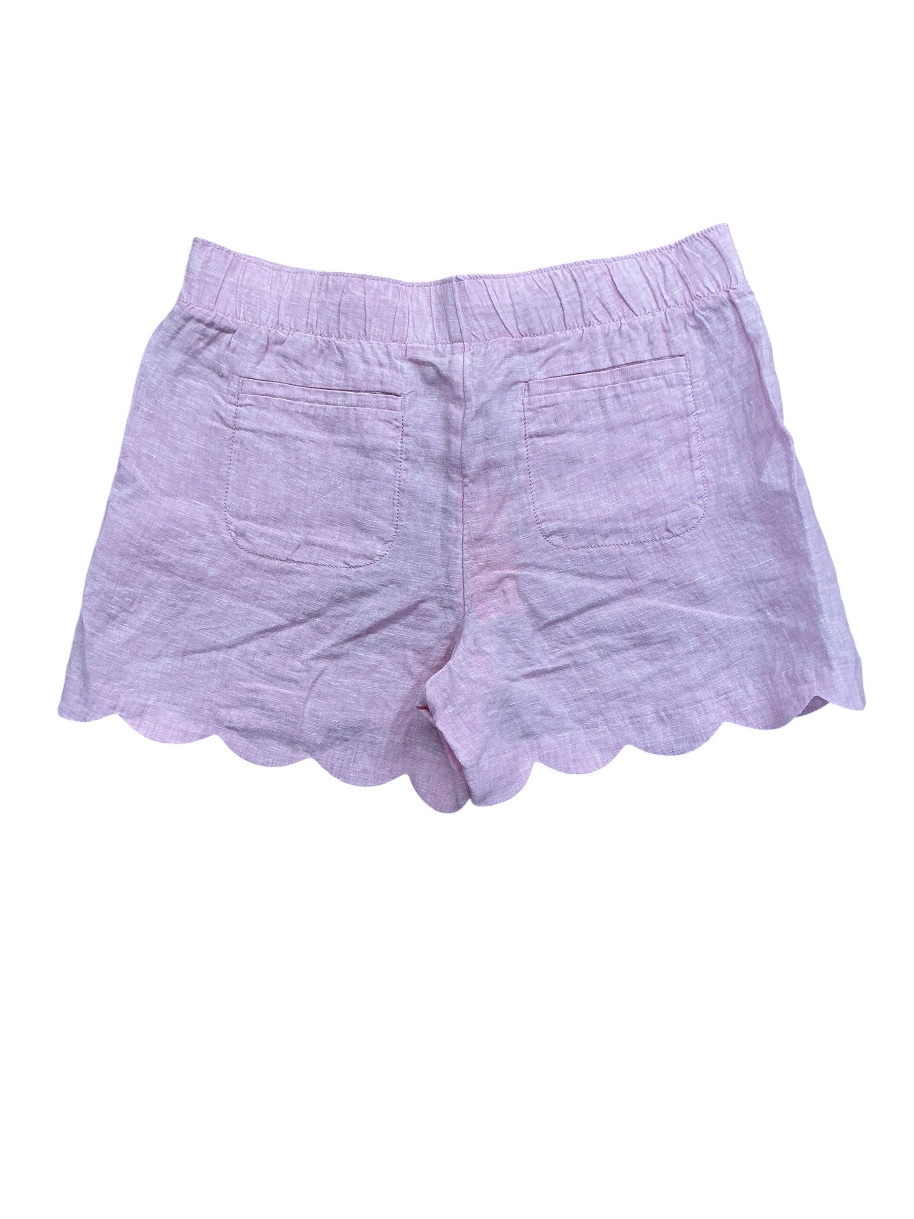 Lilly Pulitzer NWT Brea Linen Scallop Shorts Urchin Pink X Resort White - Size M