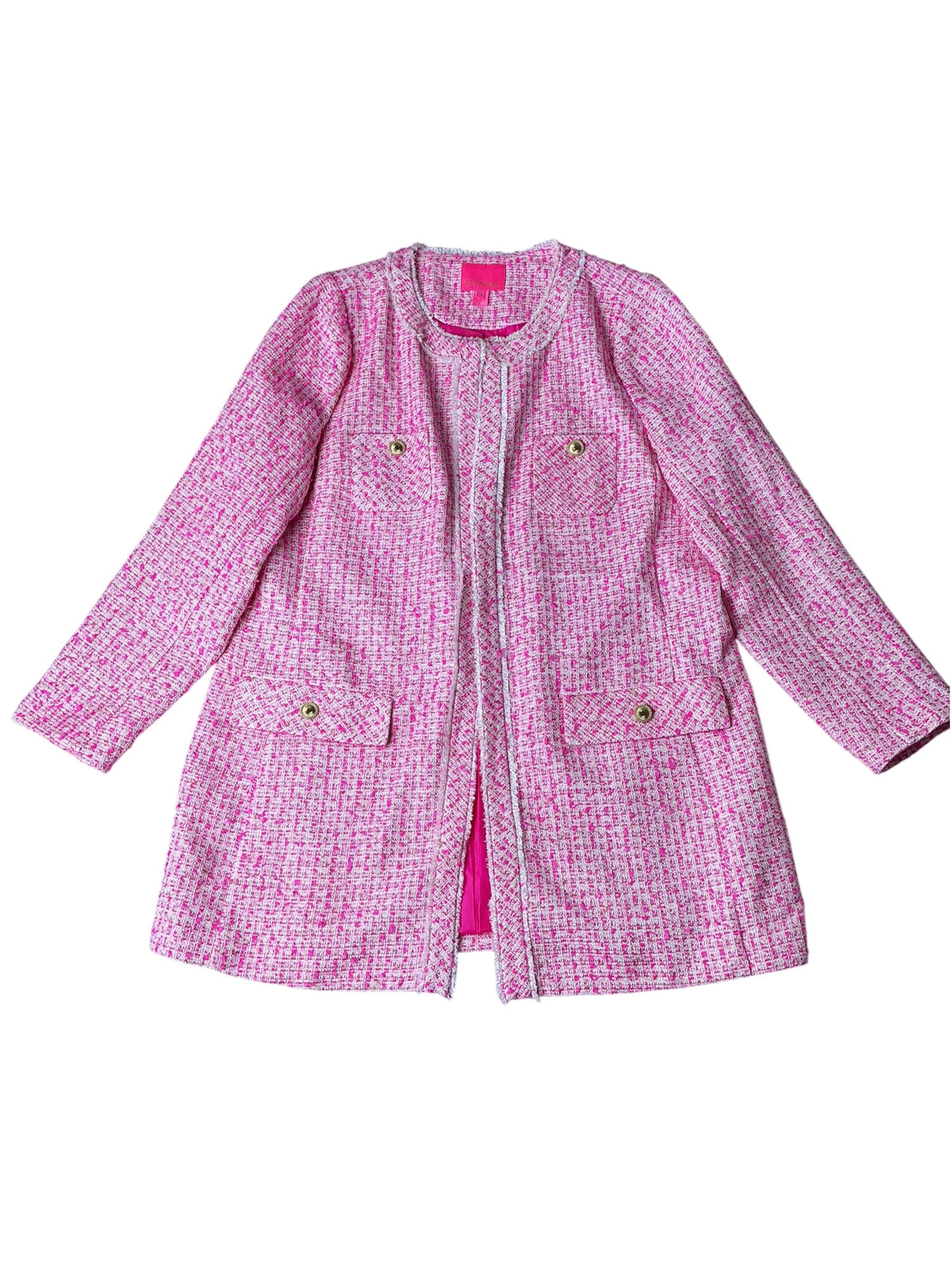 Lilly Pulitzer Dashielle Jacket Pink Palms Fantasy Tweed - Size 16