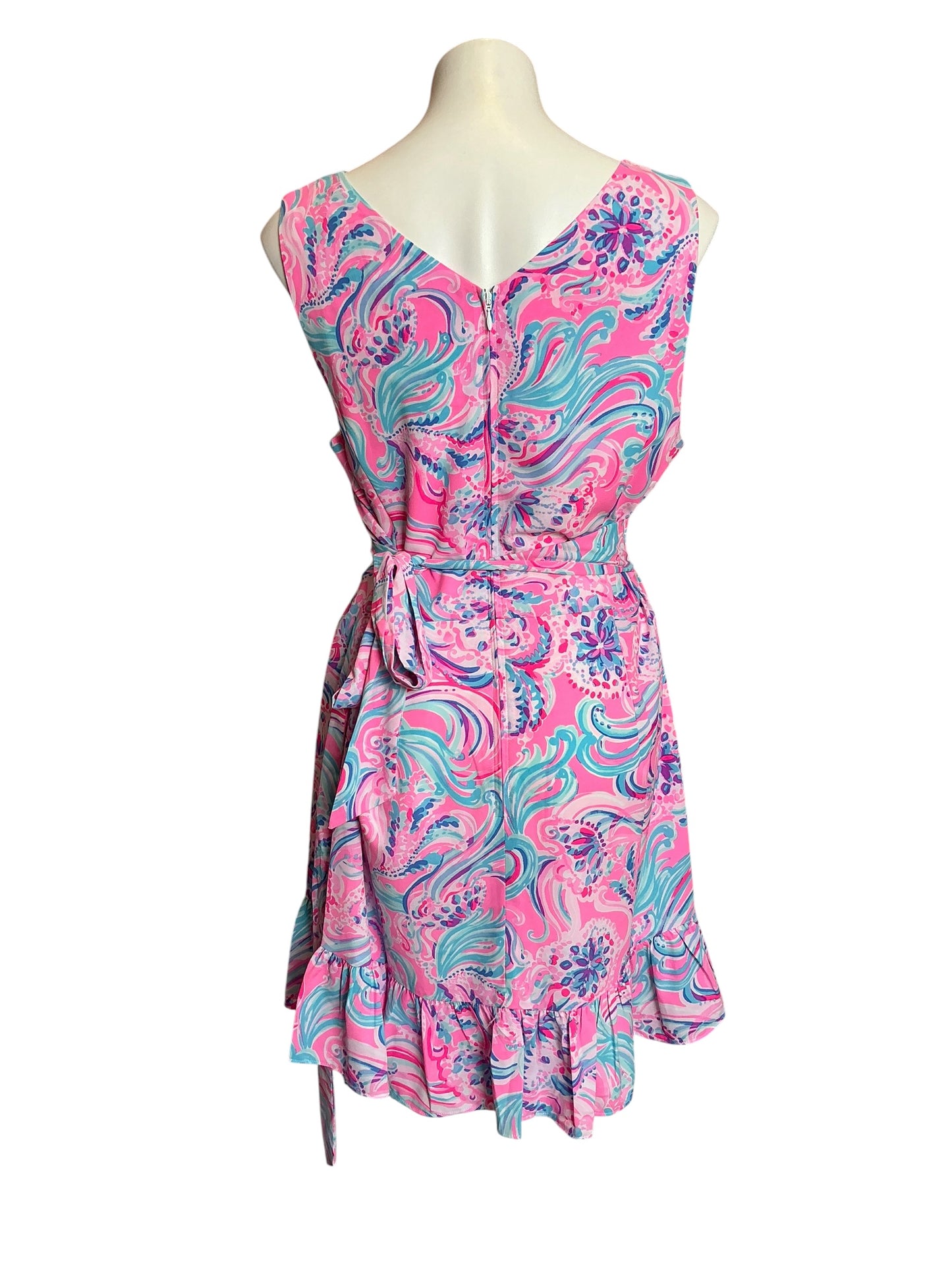 Lilly Pulitzer Joselyn Stretch Wrap Dress Prosecco Pink Don't Be Jelly - Size 16