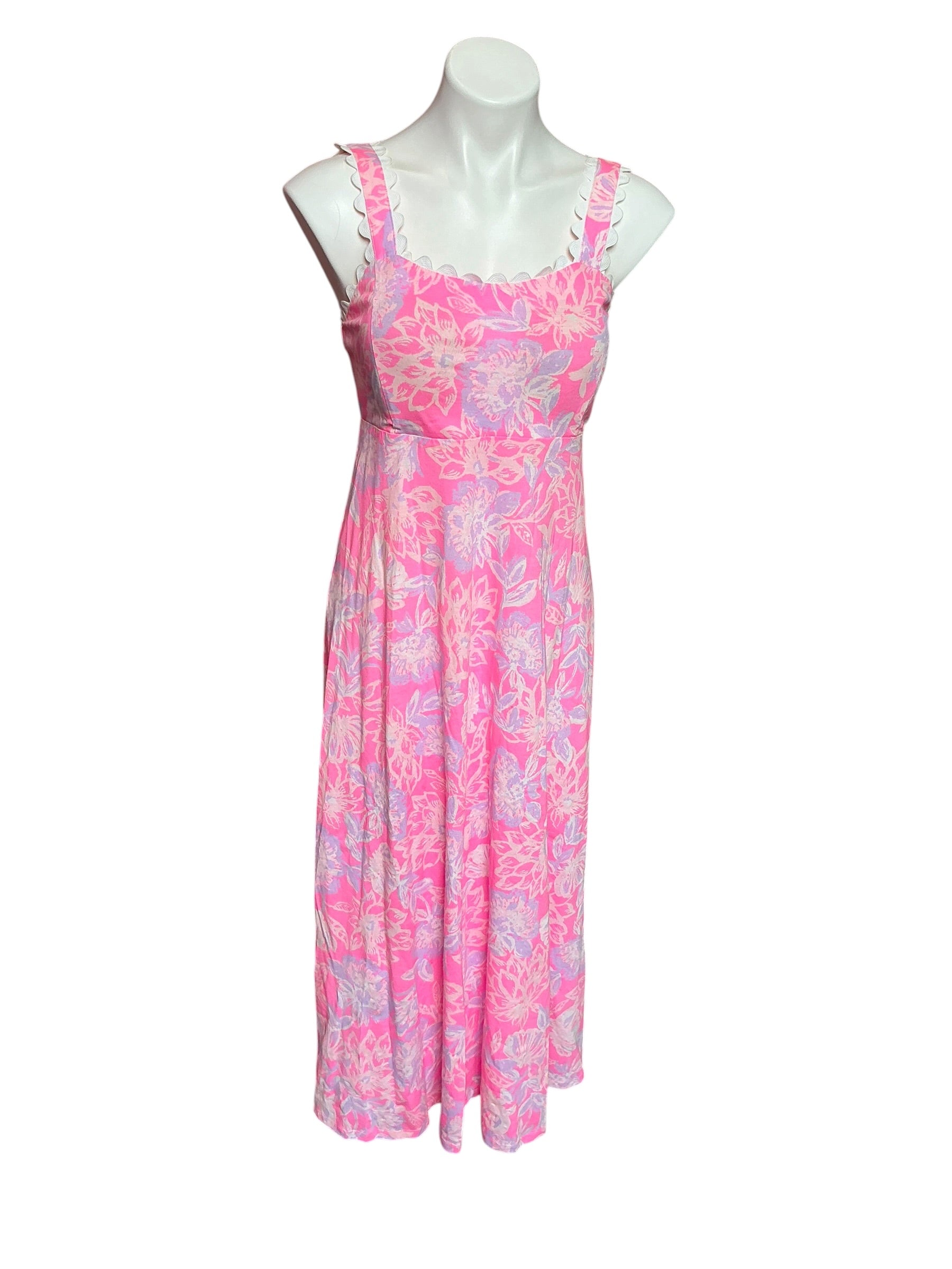 Lilly Pulitzer Dwyer Midi Dress Rousseau Pink Zen Garden - Size S