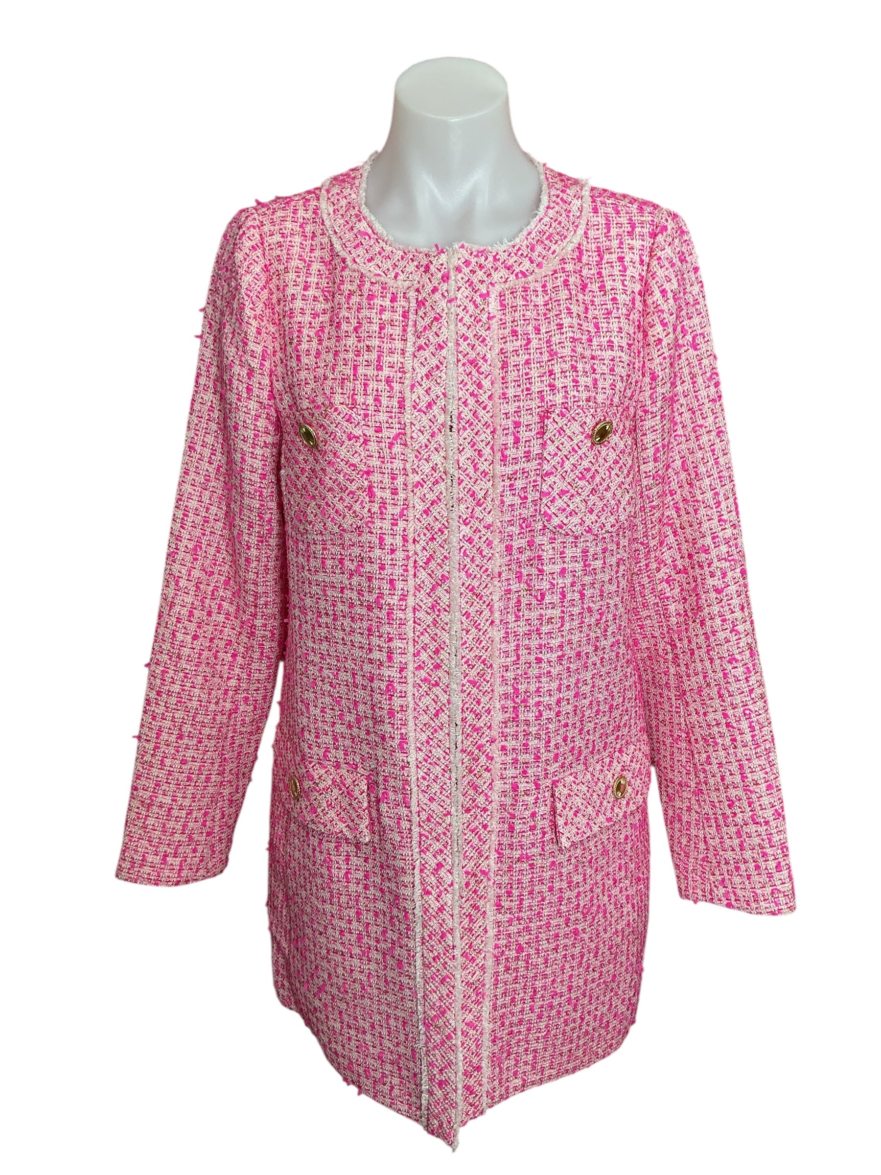 Lilly Pulitzer Dashielle Tweed Jacket Pink Palms Fantasy Tweed - Size 0