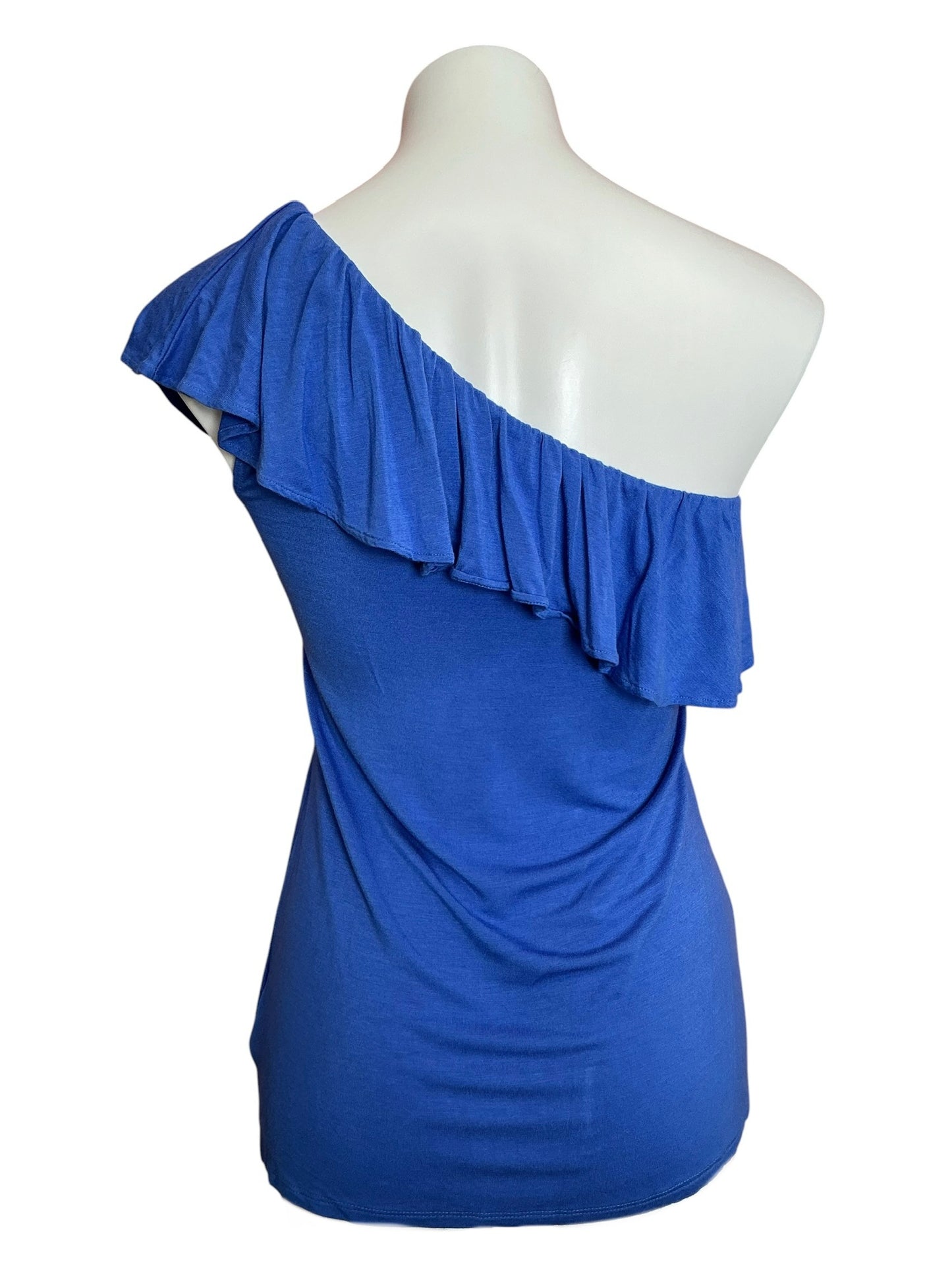 Lilly Pulitzer Neveah Ruffle One-Shoulder Top Saltwater Blue - Size S