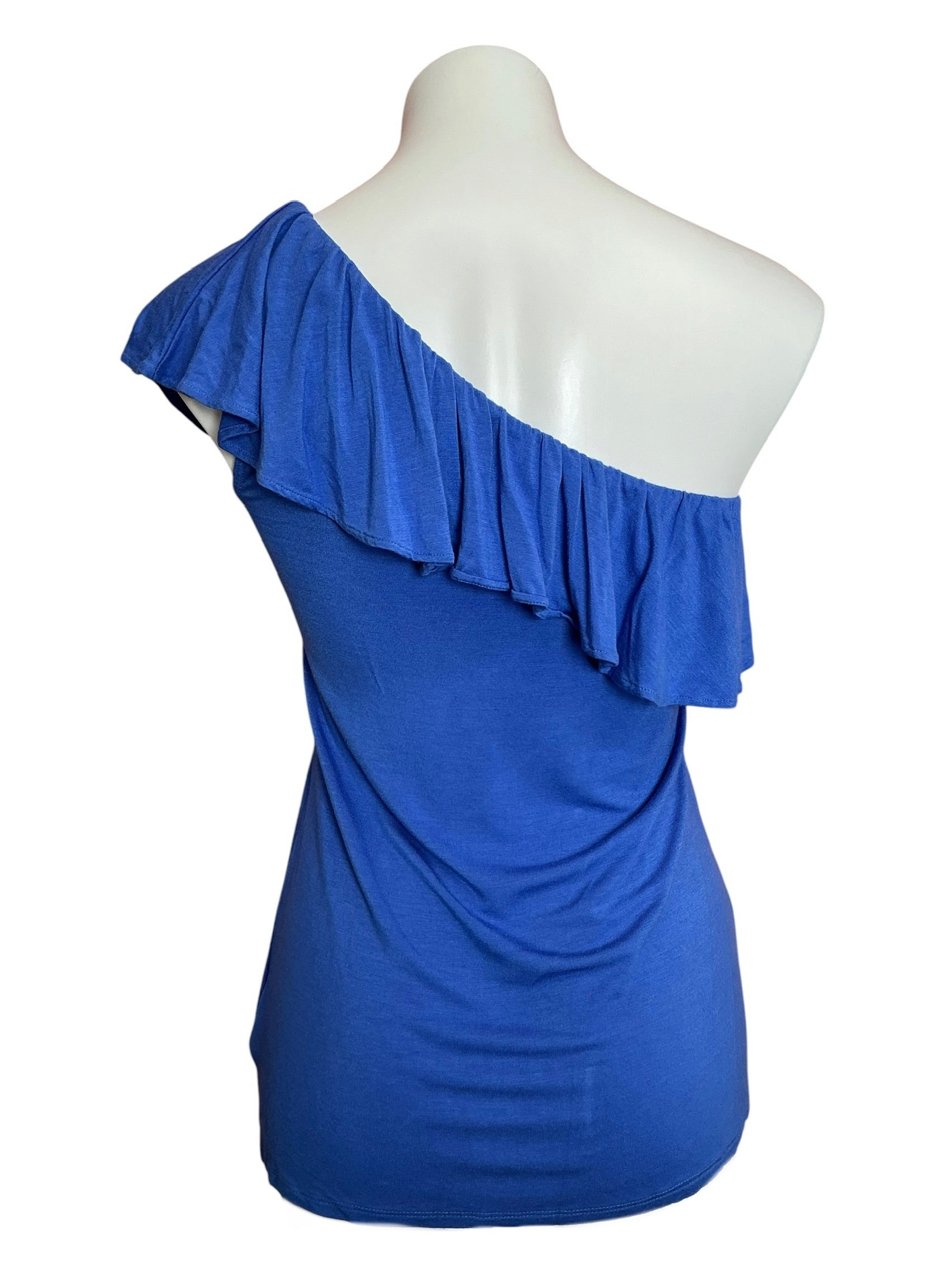 Lilly Pulitzer Neveah Ruffle One-Shoulder Top Saltwater Blue - Size S