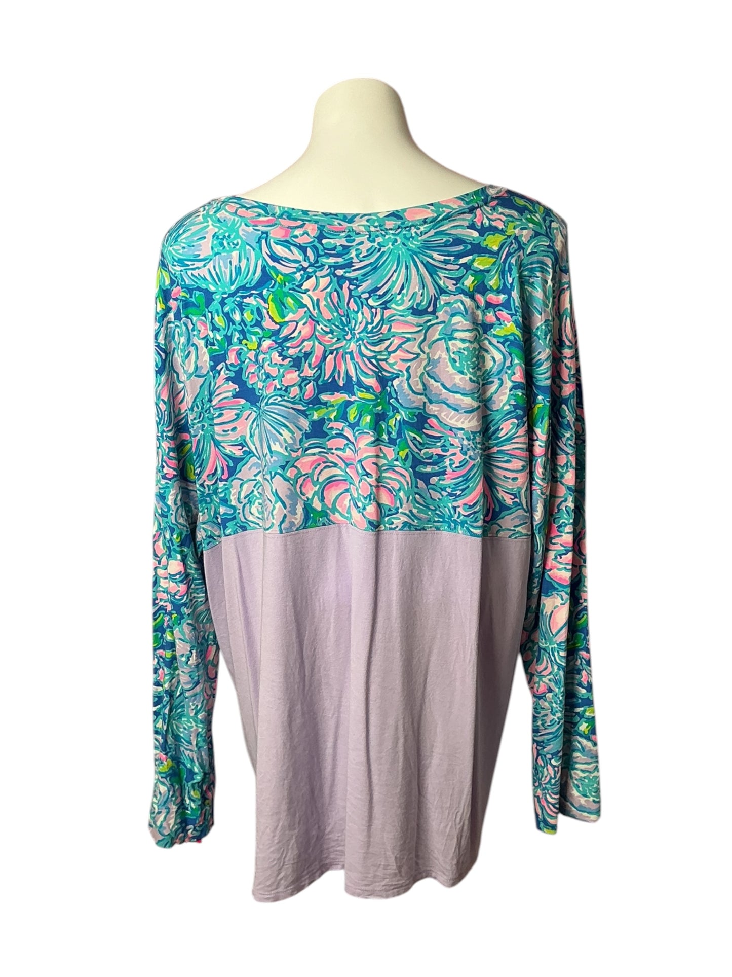 Lilly Pulitzer Finn Long Sleeve Top Full Bloom - Size XXL