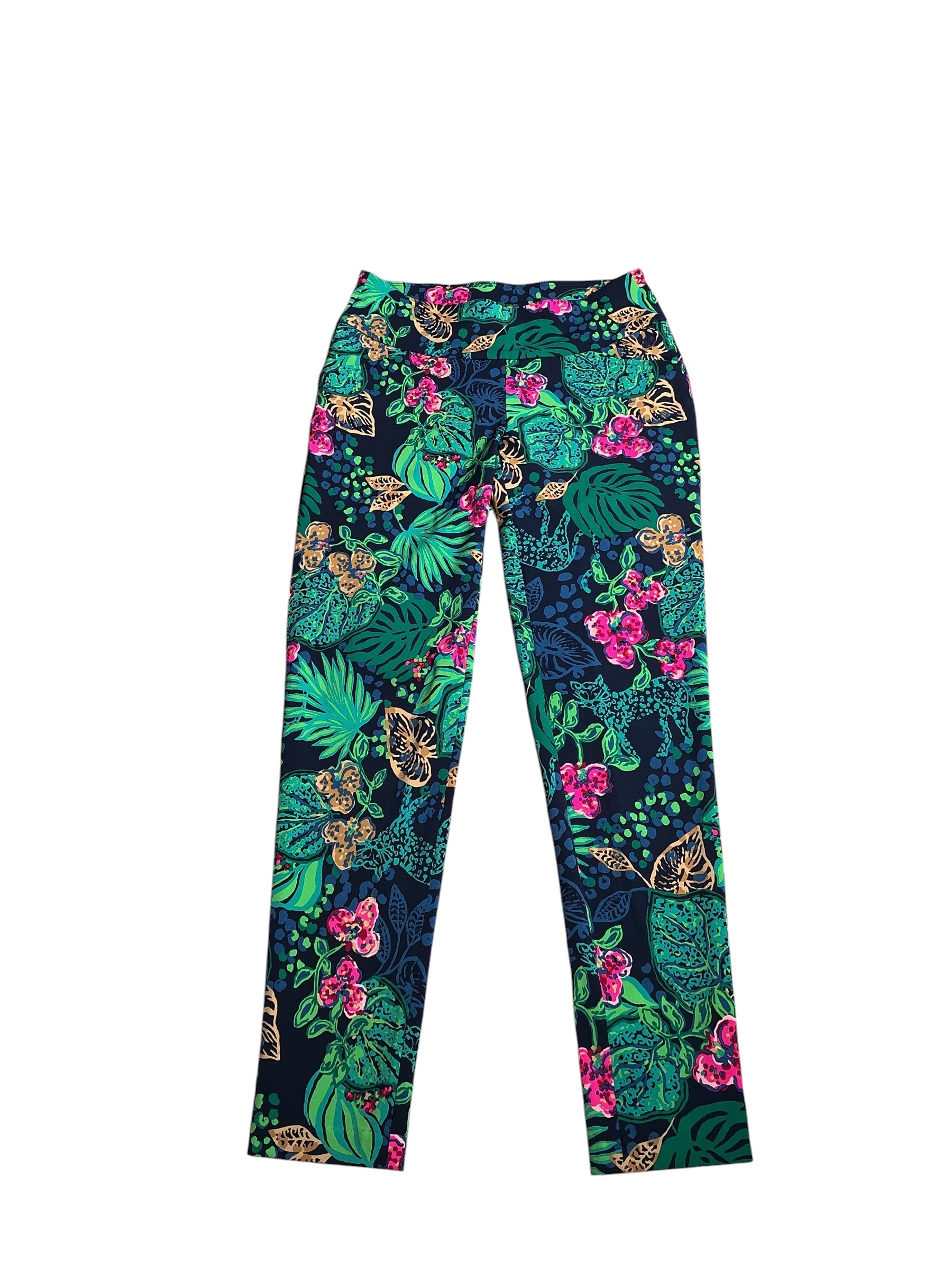 Lilly Pulitzer- Luxletic Weekender High Rise Midi Leggings Low Tide Navy Life Of The Party Size 2