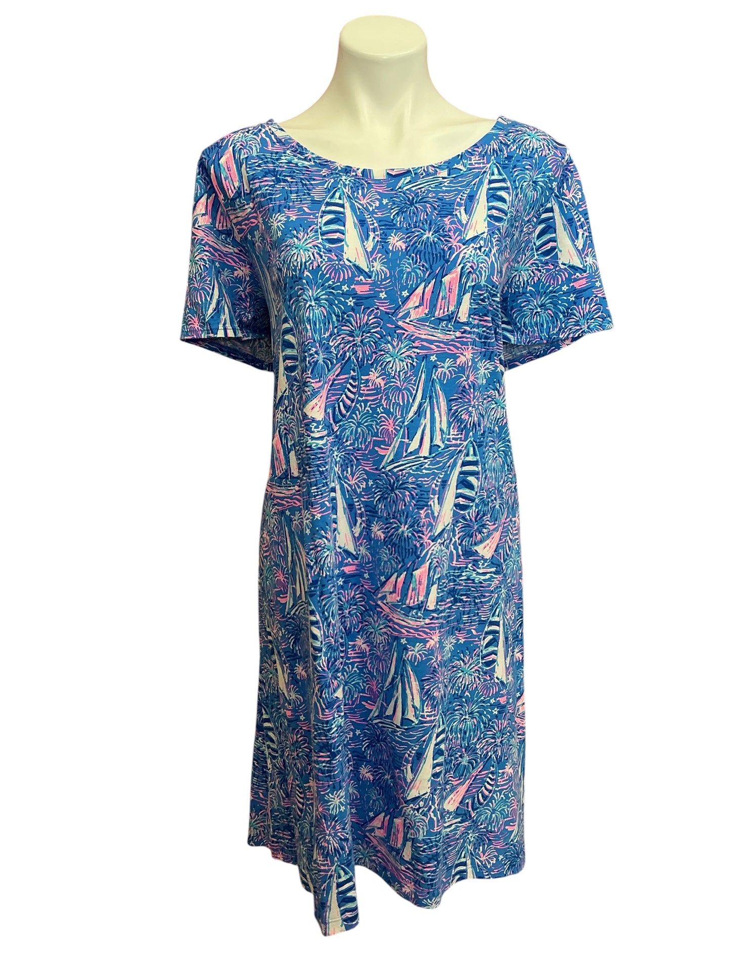 Lilly Pulitzer Cody T Shirt Dress Boca Blue It’s A Sailabration - Size XXL