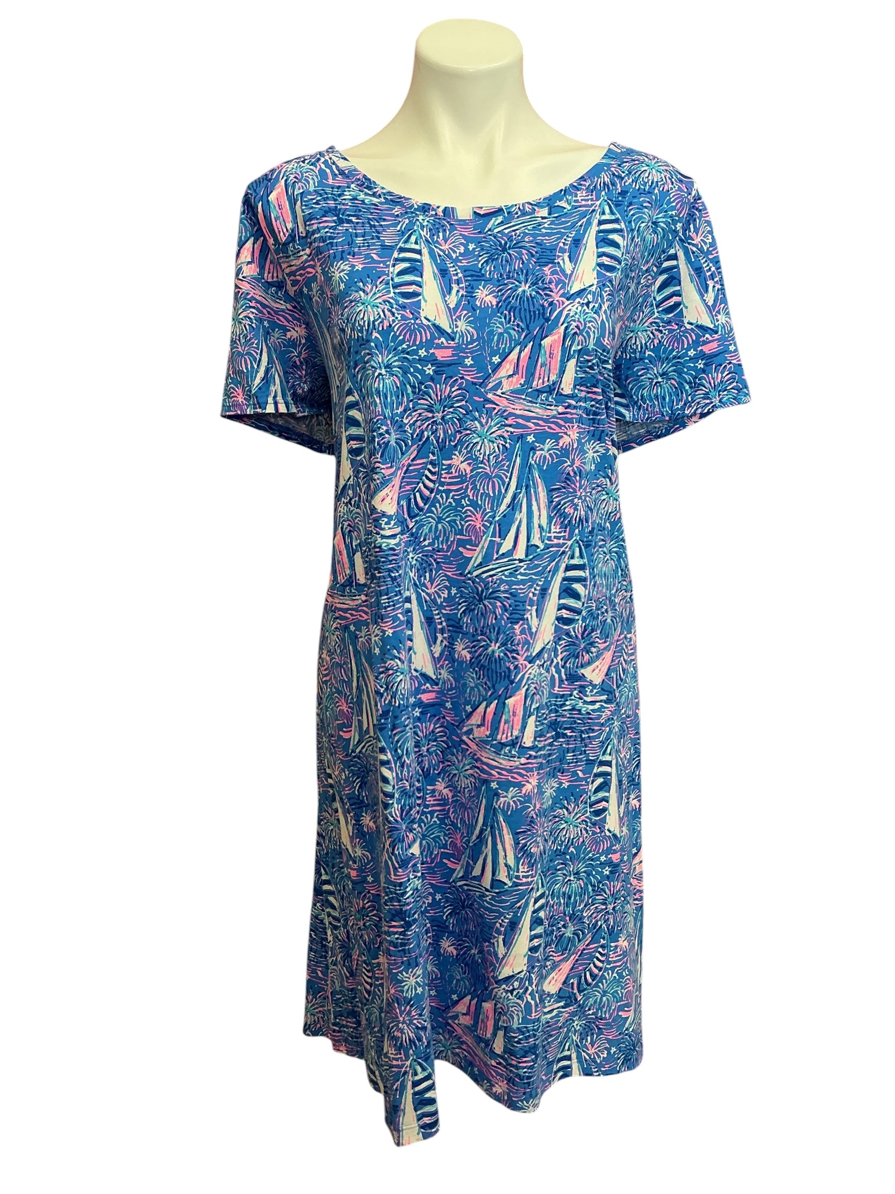 Lilly Pulitzer Cody T Shirt Dress Boca Blue It’s A Sailabration - Size XXL