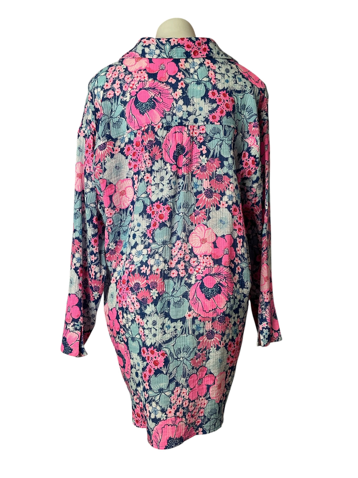 Lilly Pulitzer NWT Kwithey Long Sleeve Coverup Starlight Navy In All her Glory - Size L