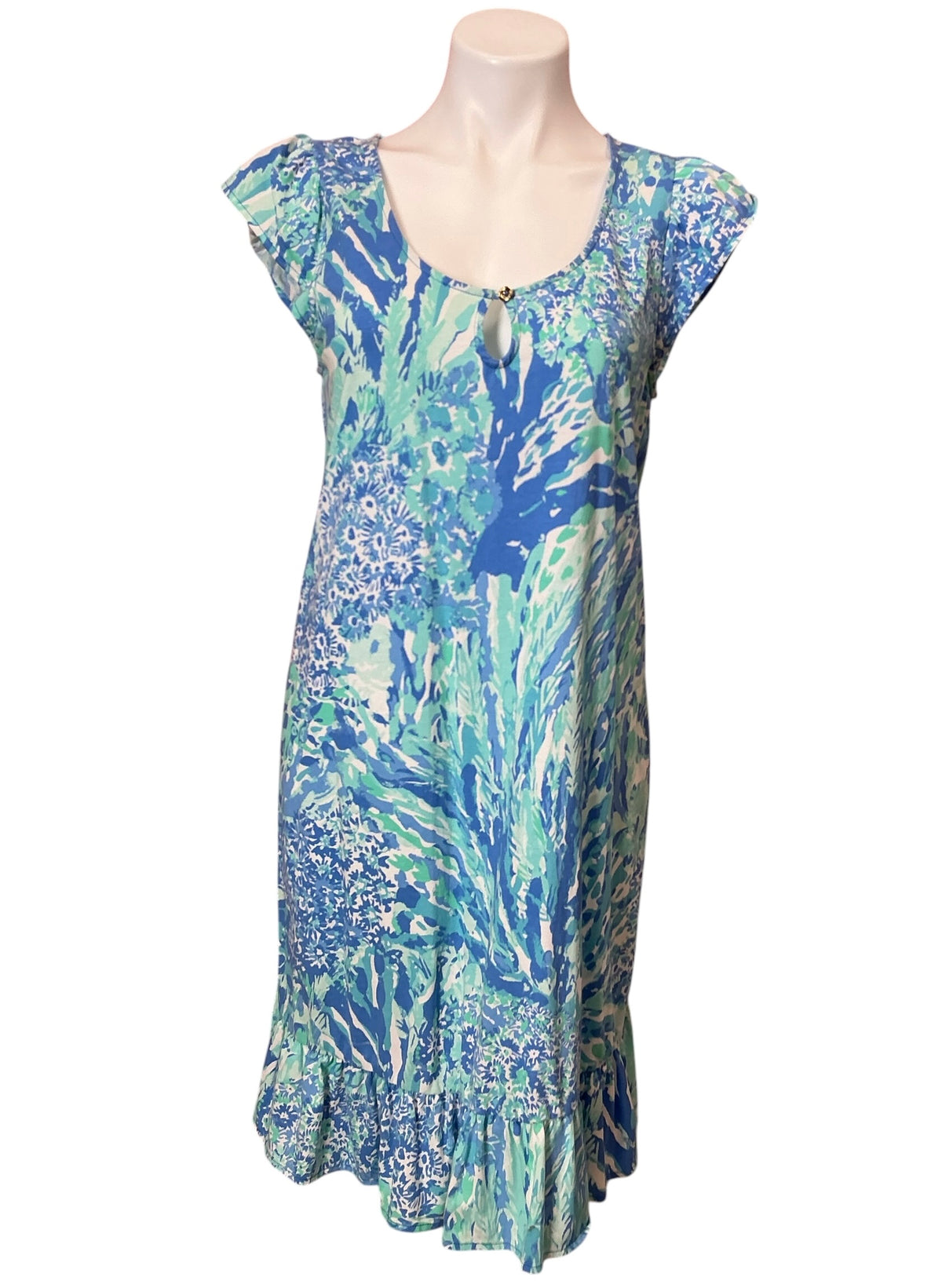 Lilly Pulitzer Rejina Dress Blue Haven Hey Hey Soleil - Size M