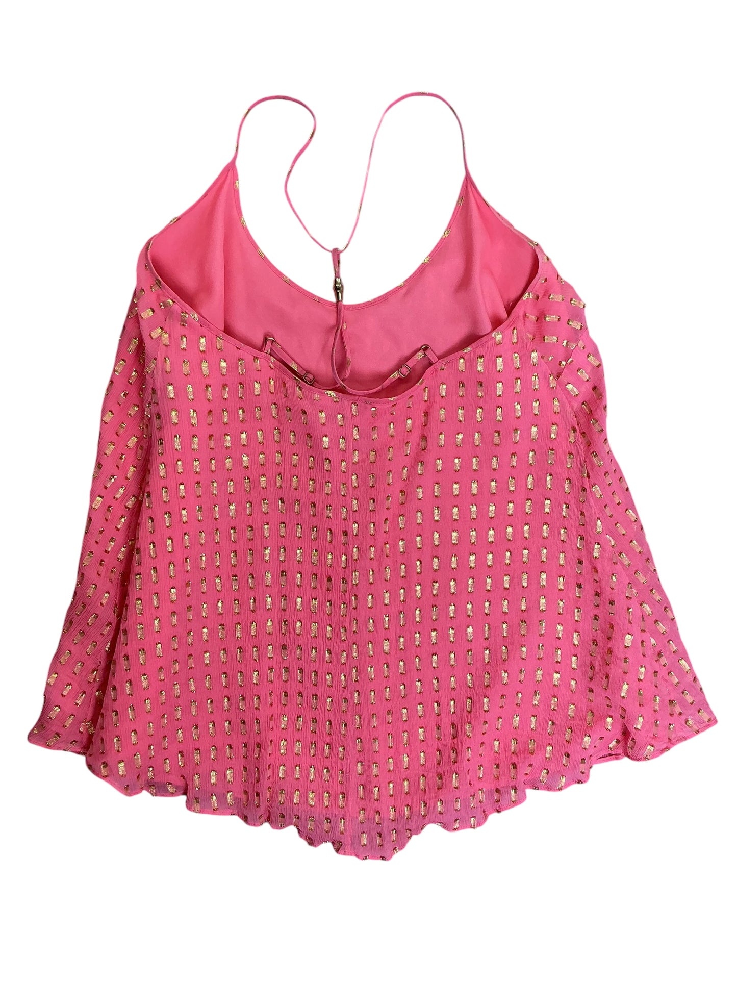 Lilly Pulitzer Maisy Tank Top Pucker Pink Metallic Clip - Size XS