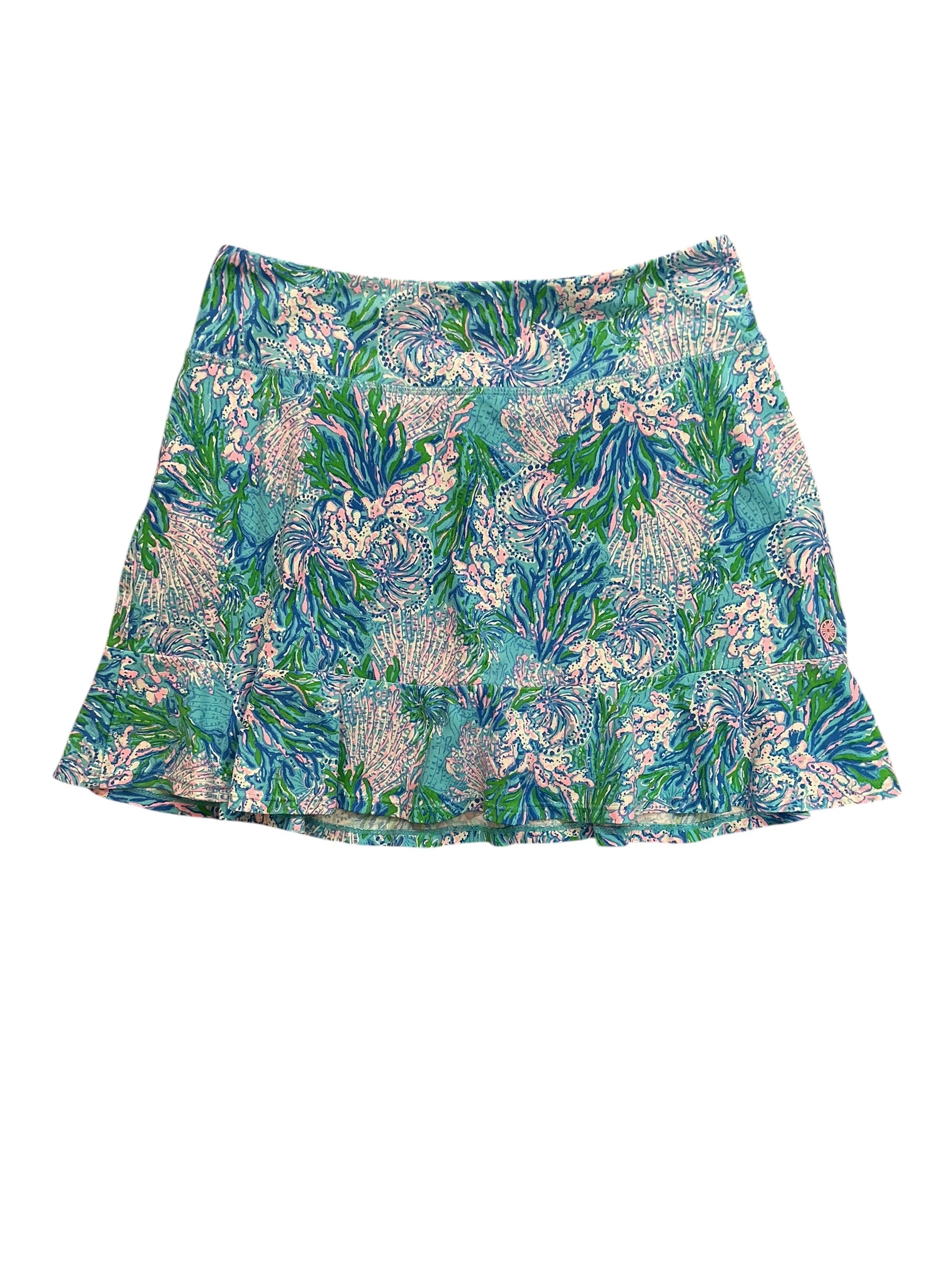 Lilly Pulitzer UPF 50+ Luxletic Zadora High Rise Skort Las Olas Aqua Strong Current Sea - Size M