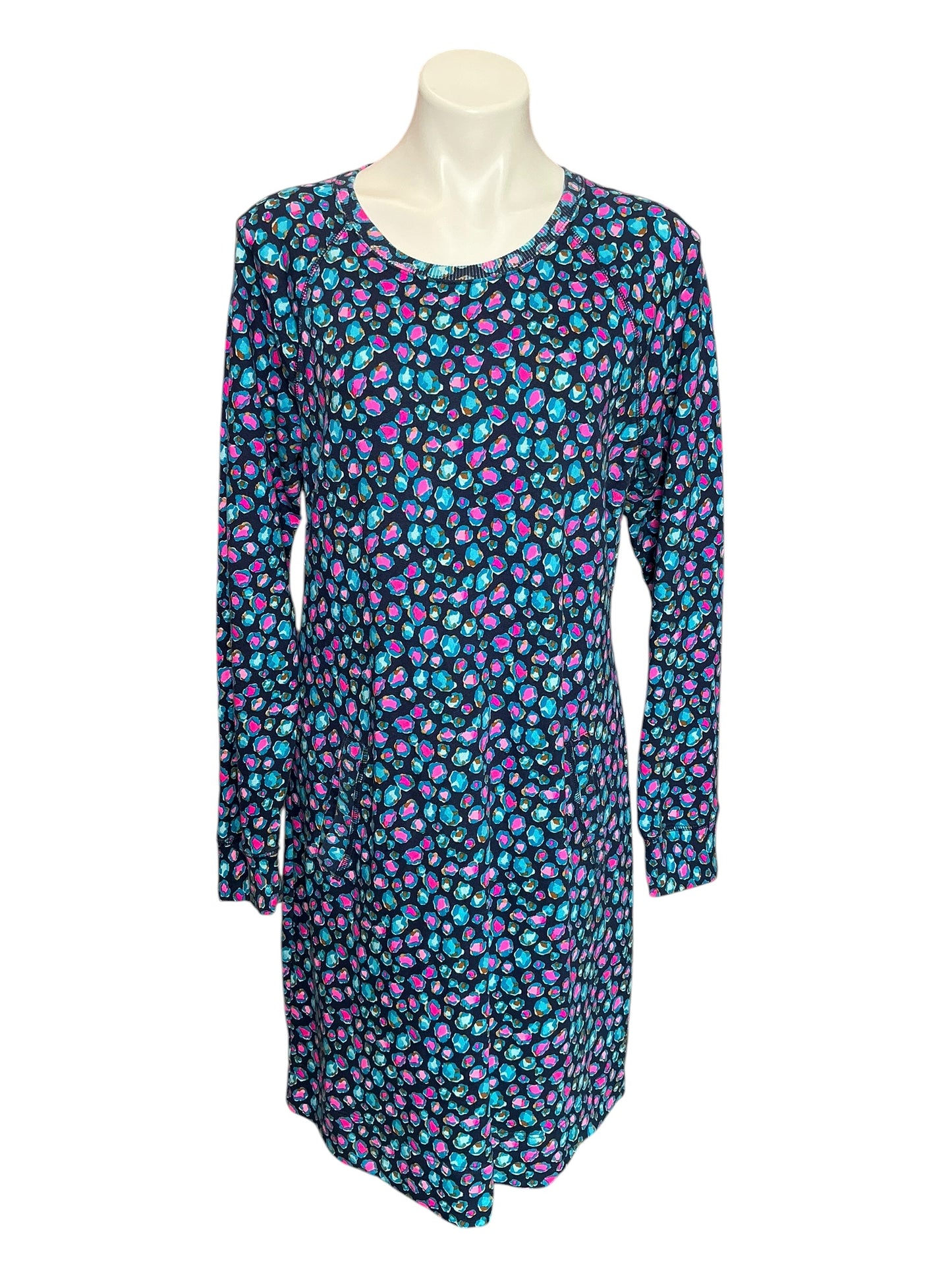Lilly Pulitzer Beach Comber Long Sleeve Dress Seabreeze Blue Low Tide Navy Spotted In The Wild - Size L