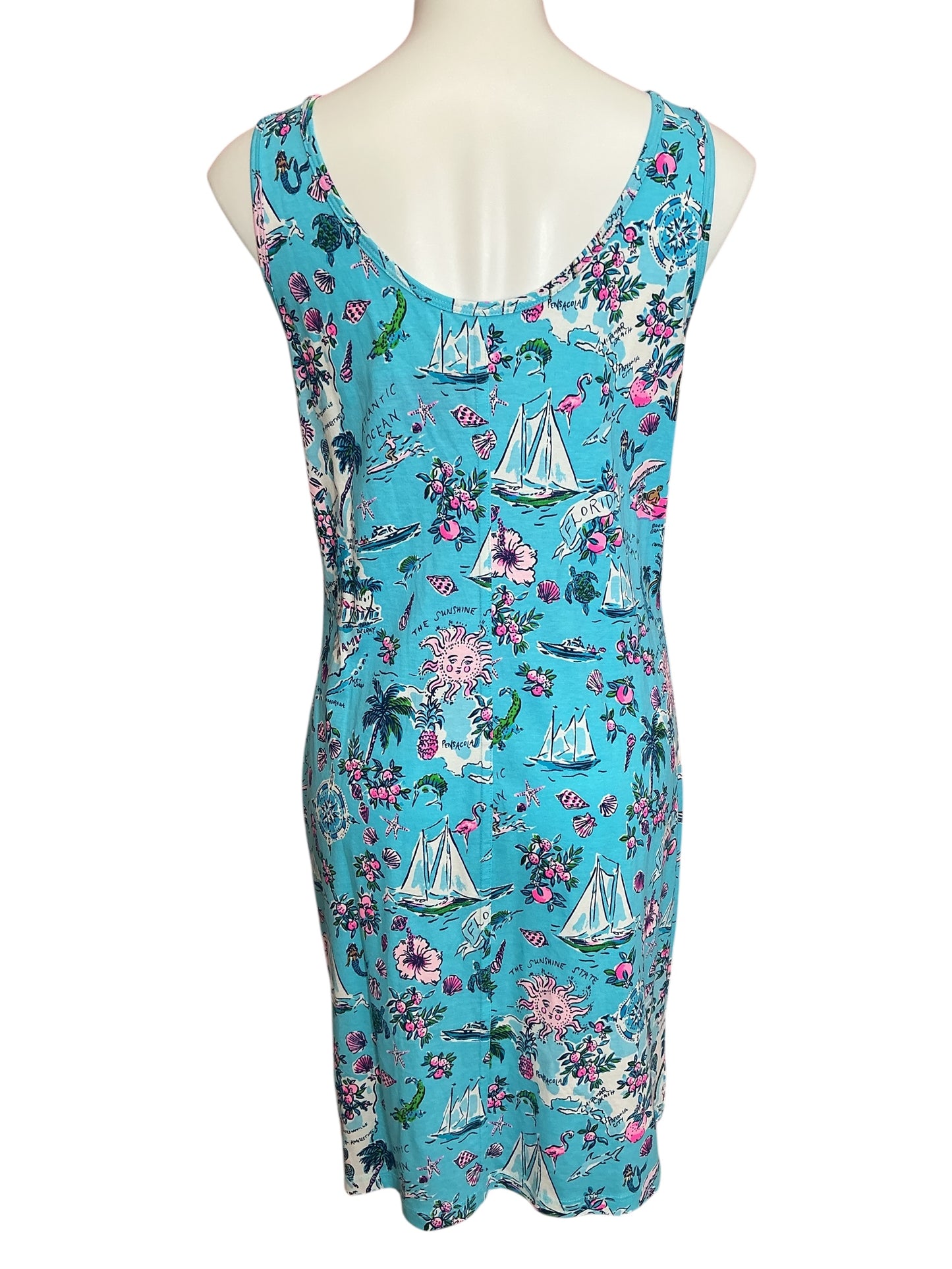 Lilly Pulitzer Newberri Tank Dress Amalfi Blue Lillys Roadtrip - Size L