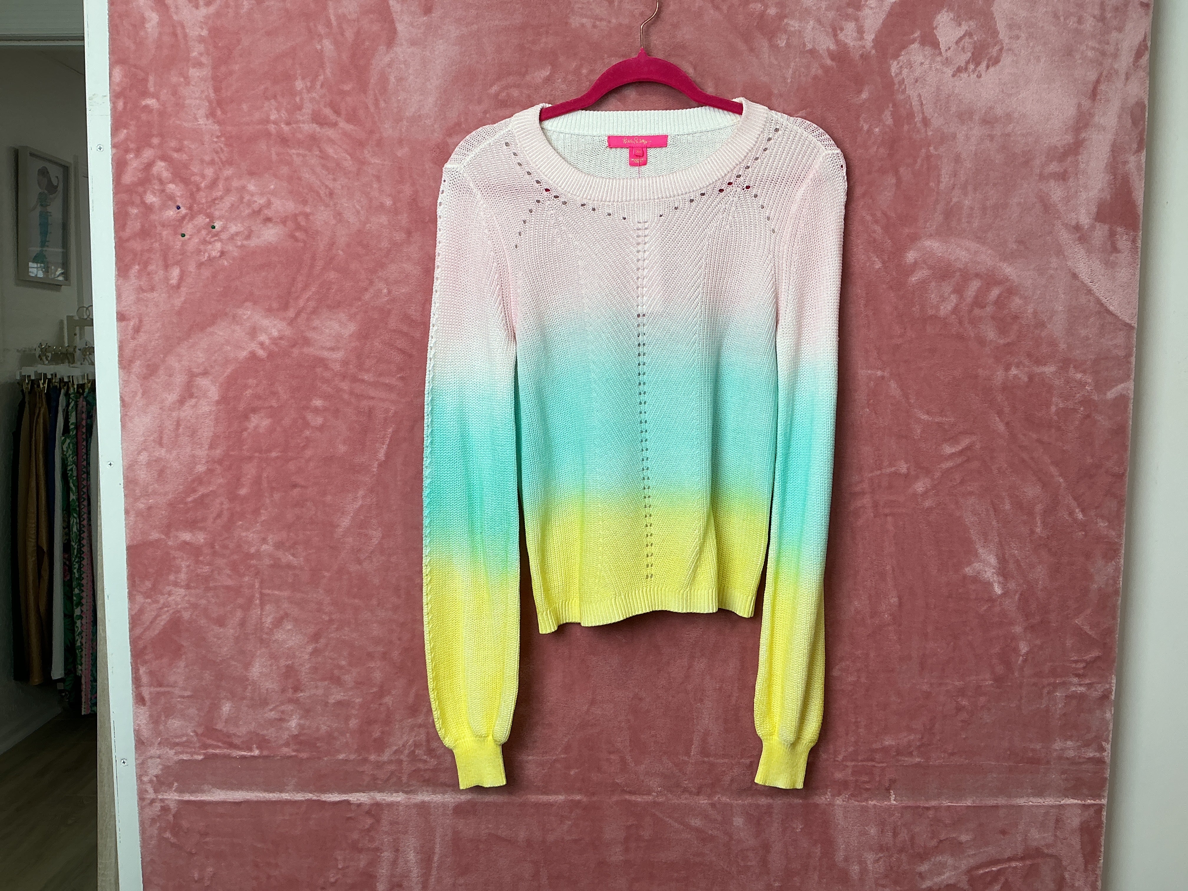 Lilly Pulitzer NWT Ritzanna Sweater Resort Yellow Ombré Spraydye - Size XS